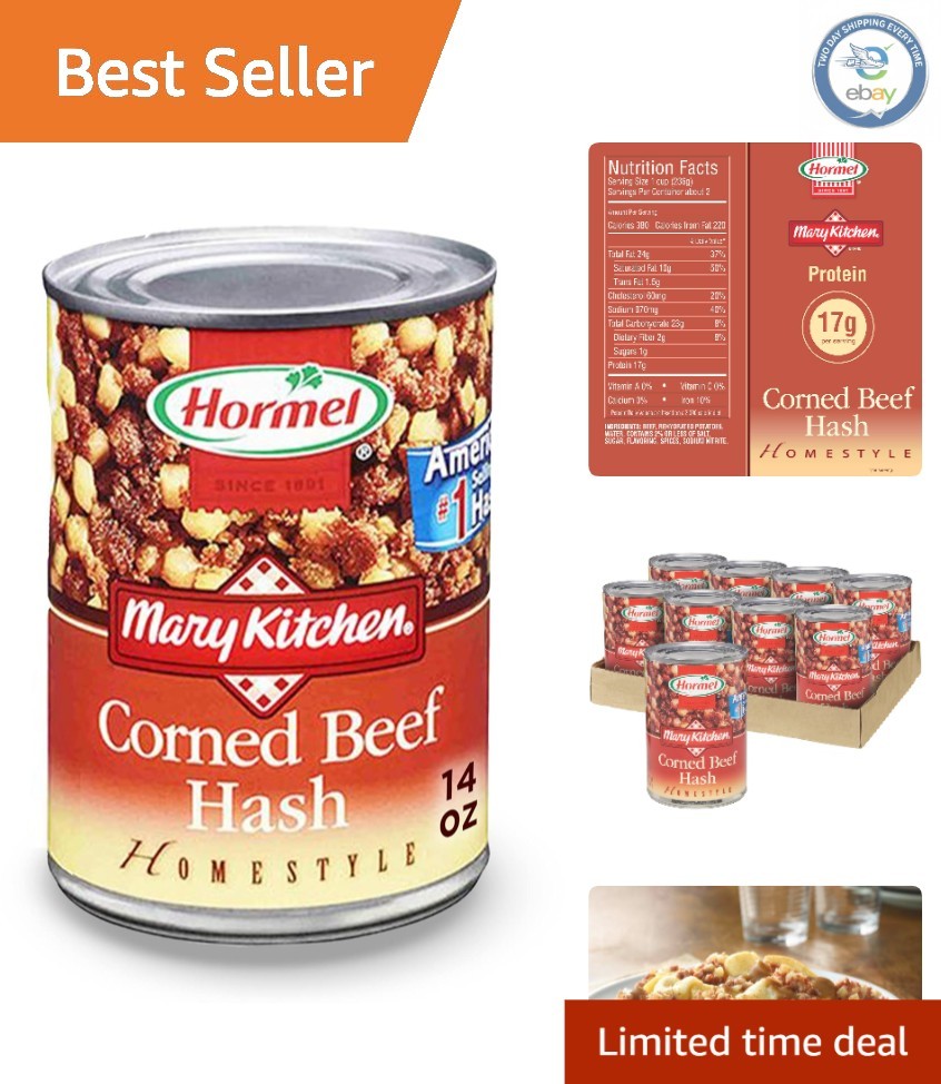 HORMEL Corned Beef Hash 14 oz Can (8-Pack) - Quick & Delicious Breakfast