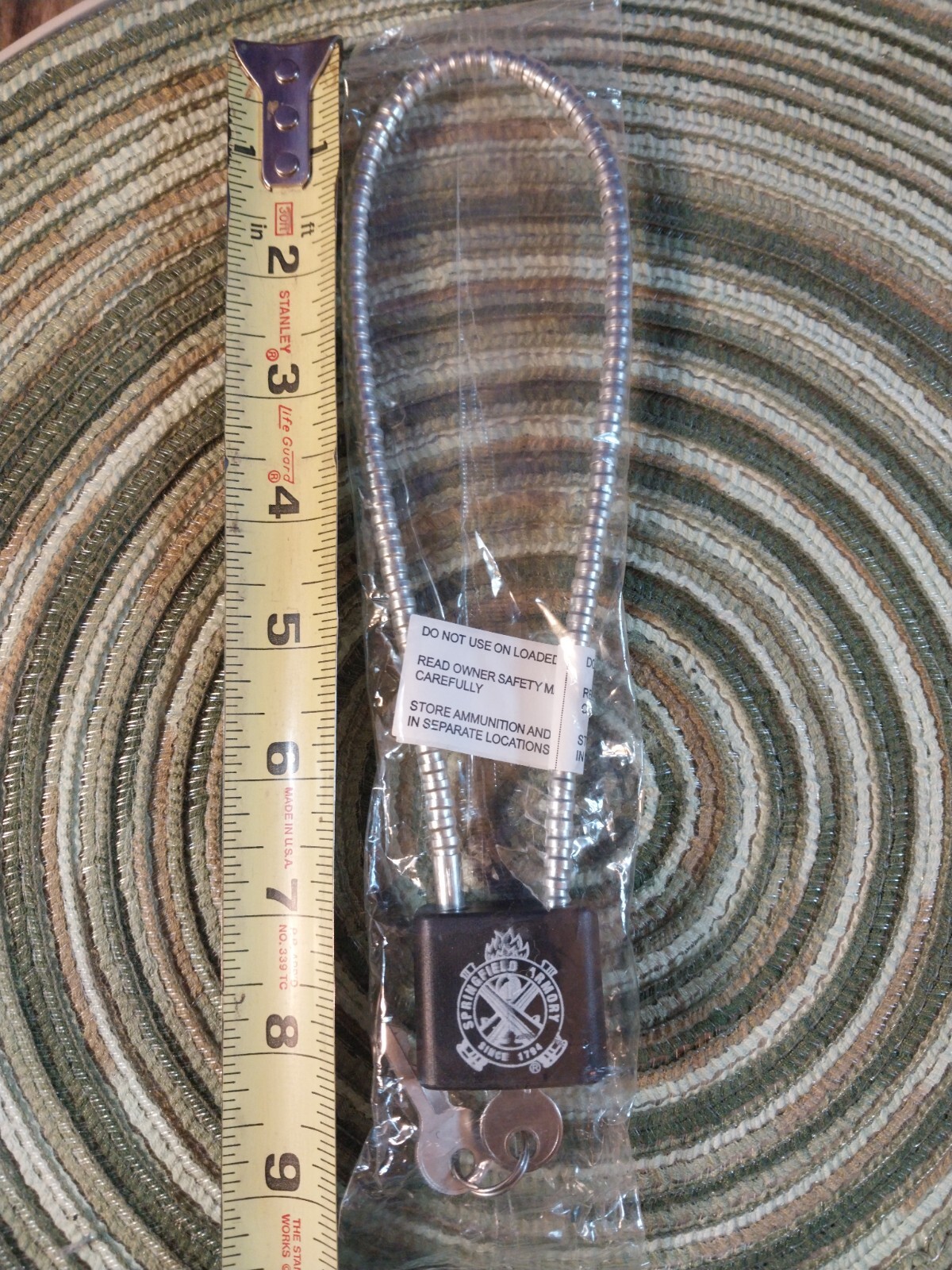 New Springfield Armory Gun Lock Cable Whit 2 Sets Of Keys