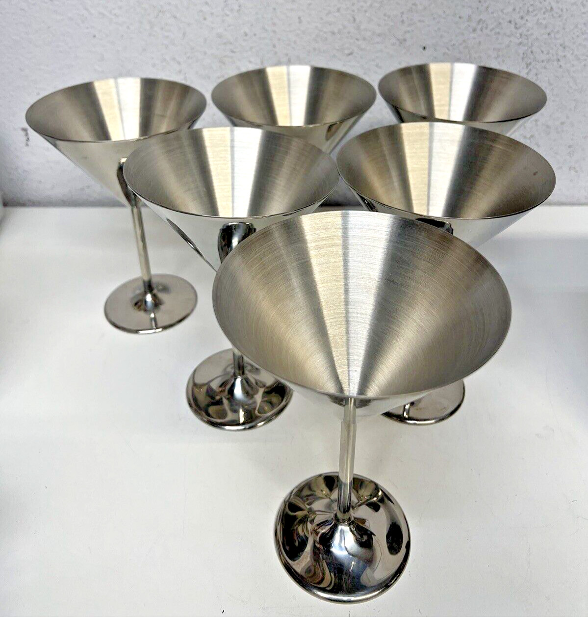 6x 10oz. Stainless Steel Crisp Martini Glass
