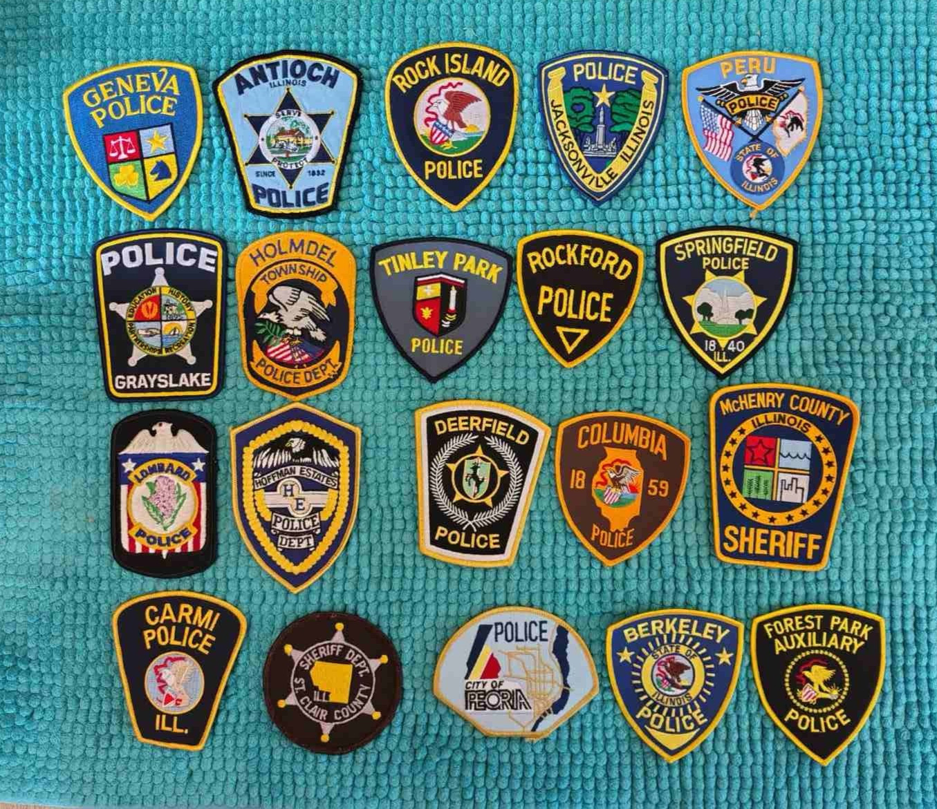 ILLINOIS POLICE SHERIFF PATCH - LOT COLLECTION 20 PATCHES