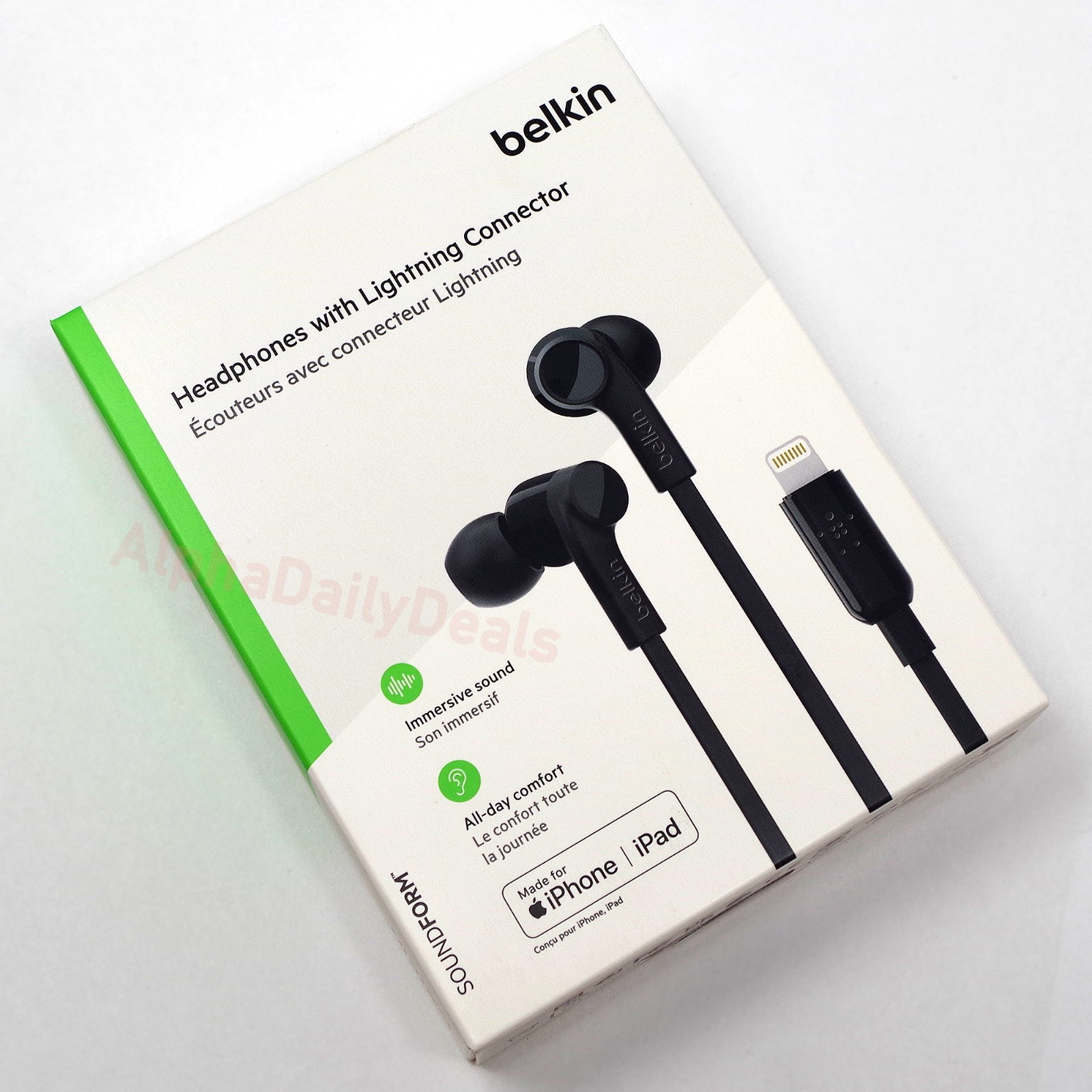 NEW Belkin RockStar Wired Earphones Lightning iPhone iPad MFi Certified Black