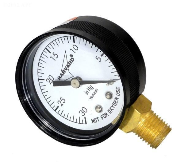 Pressure Gauge, poly case, 1/4" tap, 30Hg", 2" face