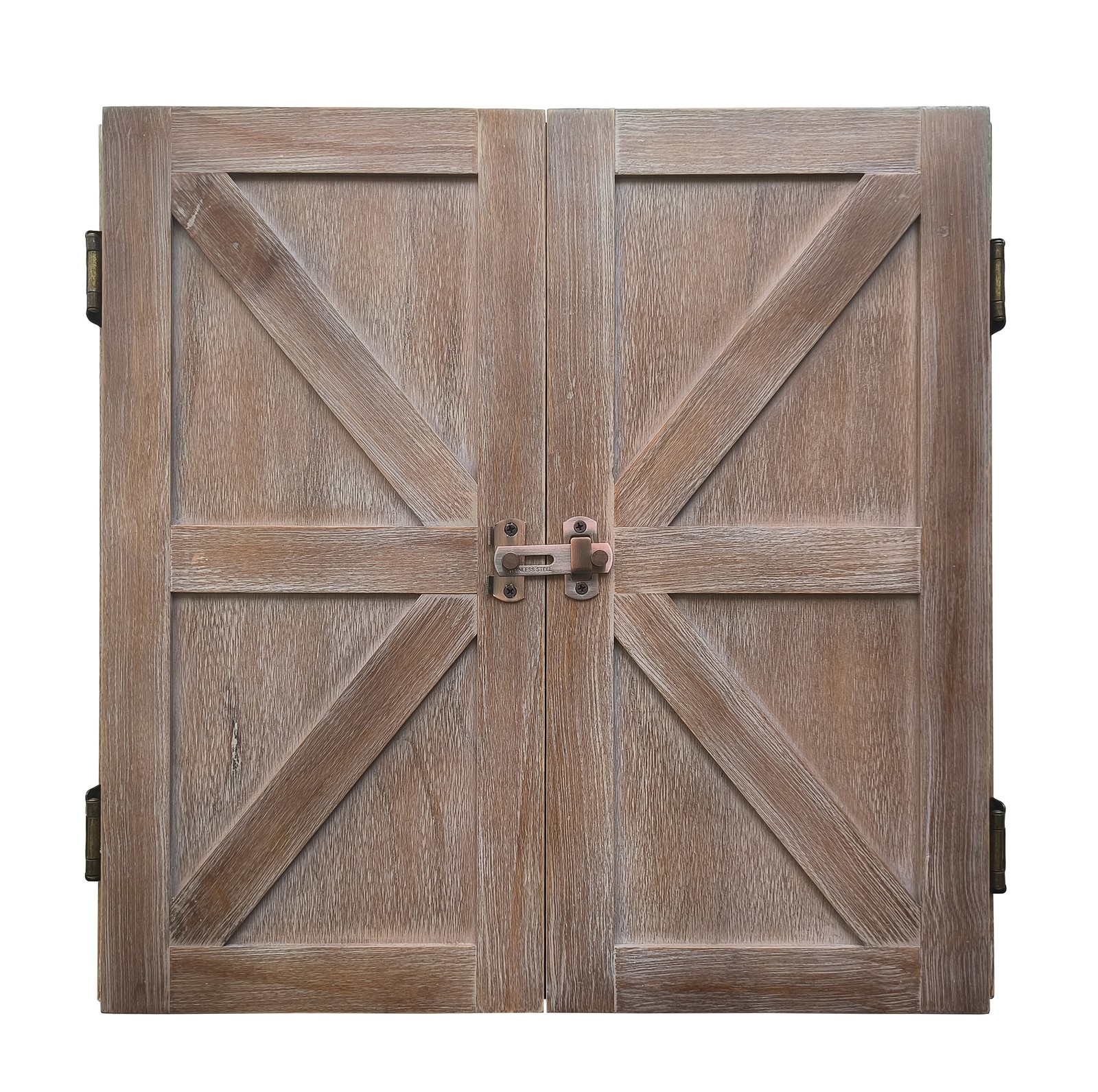 Howard Knox Farmhouse Rustic Barn Darboard Cabinet w/ Chalkboard & Dart Holders