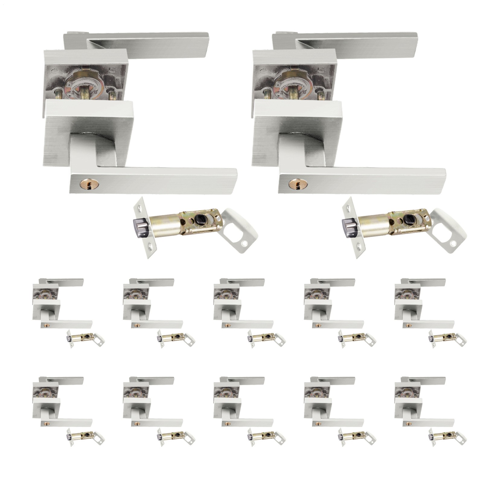 12 Pack Door Knobs Door Handles Interior,Bedroom Bathroom Door Locks Door Sliver