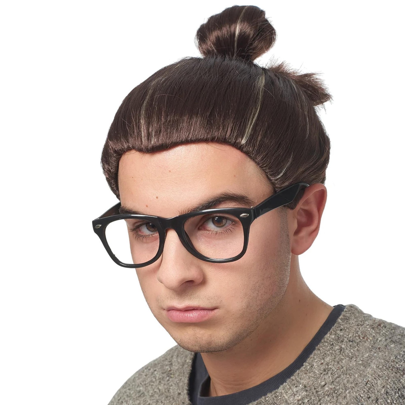 Man Bun Brown Adult Costume Wig