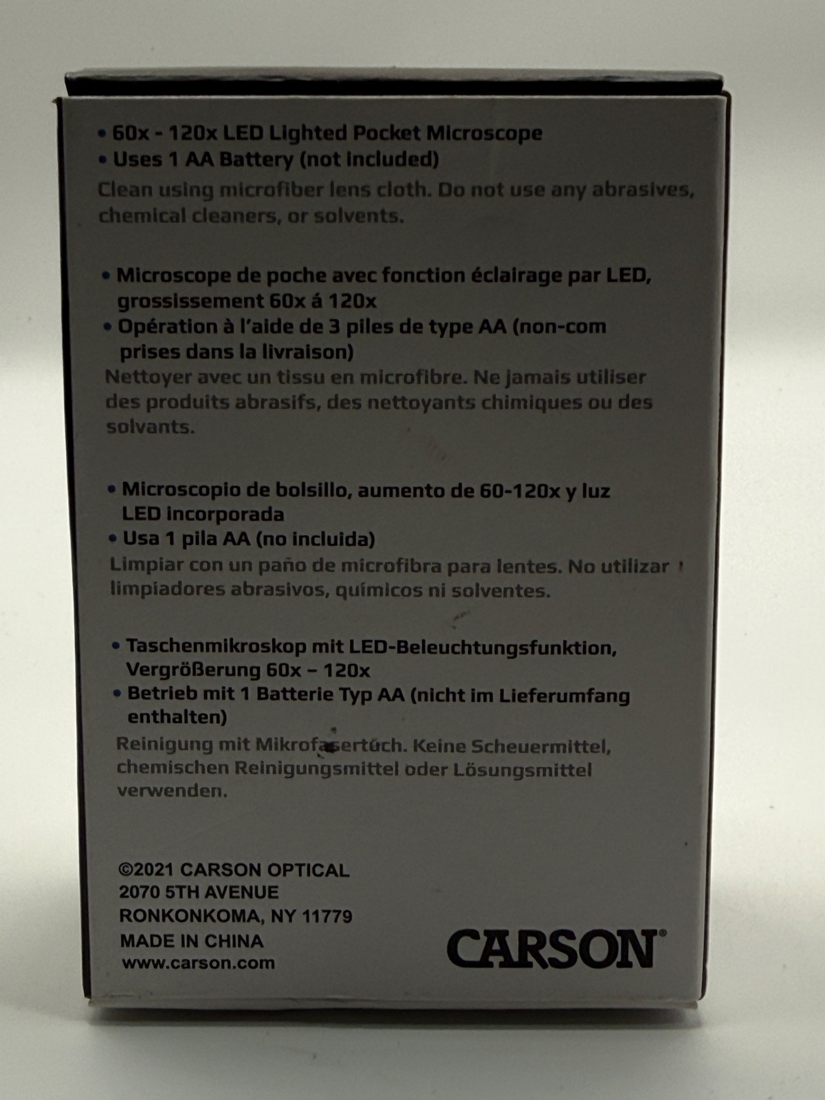 Carson MicroBrite Plus Pocket Microscope Black 60x-120x LED Lighted Portable ...