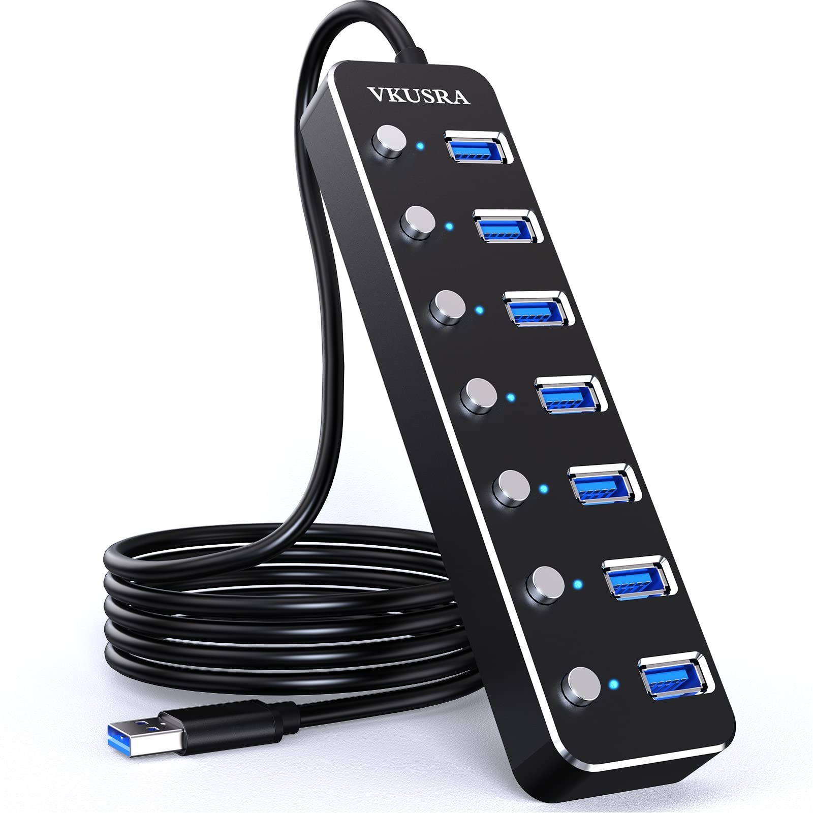 USB Hub, VKUSRA 7 Port USB Hub 3.0 with 4ft USB Long Cable, and Aluminum USB ...