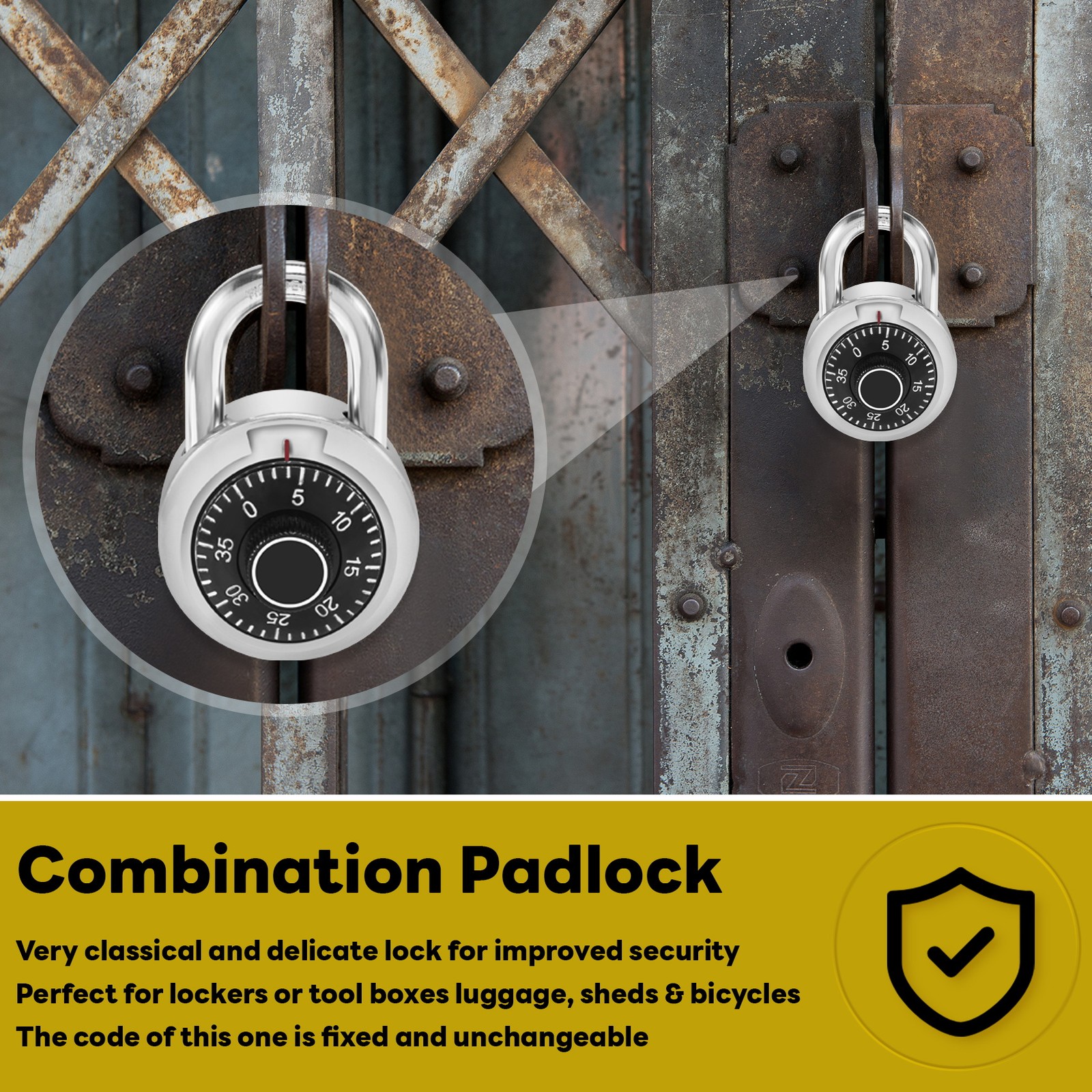 Master Coded Lock 50mm With Round Fixed Combination Padlock W6Q14978