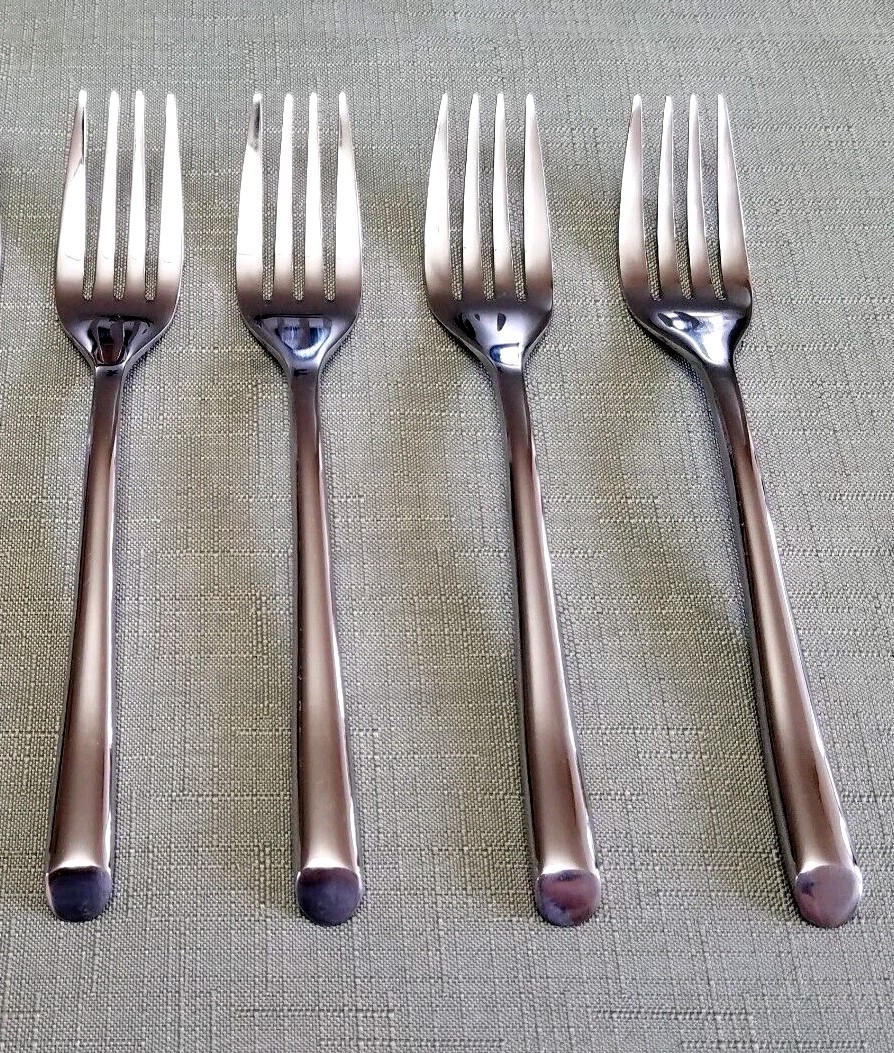 4-Towle Living WAVE Salad Fork Flatware 18/0 Forget Stainless Steel Set of 4