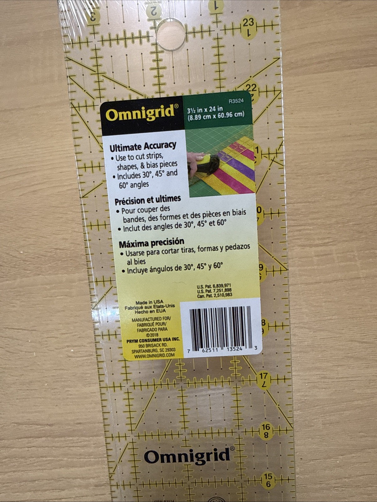 R6524 Ultimate Accuracy Quilting Ruler 6"x24" Clear Cutting Grid NEW In Plastic