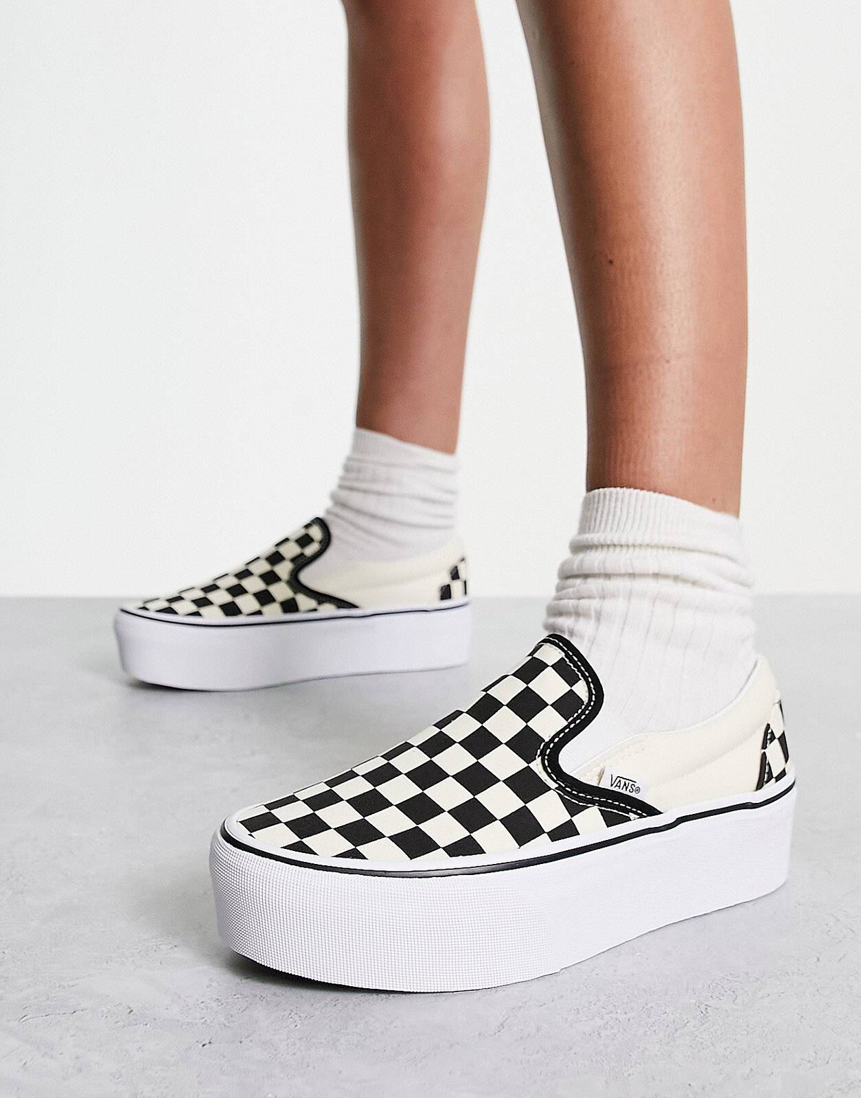 Vans Classic Slip on Stackform Women's SIZE 6-10 34mm platform checkerboard