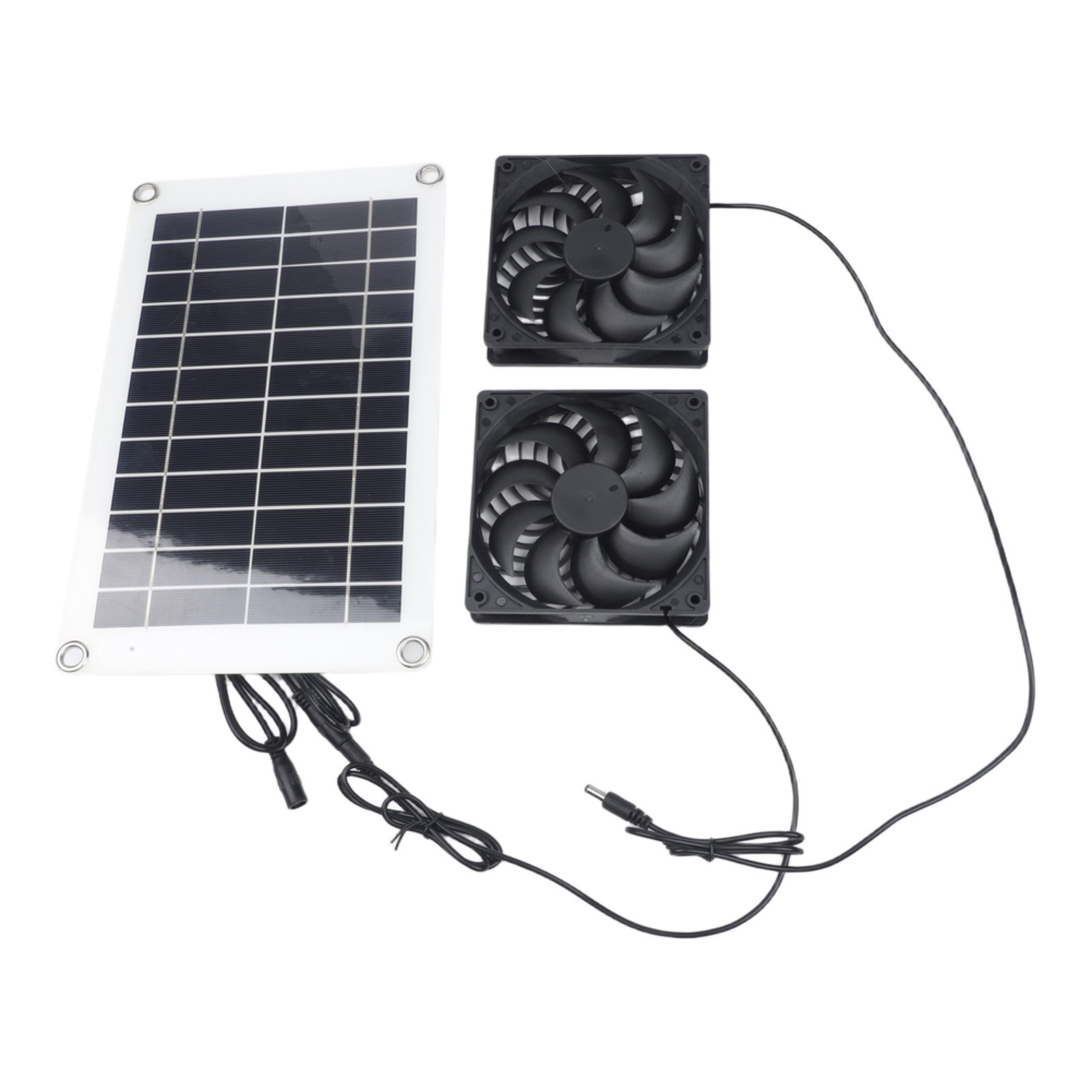 8W Solar Panel Fan Kit Dual 12V Fans for Ventilation Cooling Greenhouse Shed