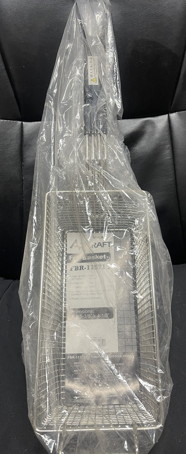 Fry Basket Black Handled Nickel Plated - 11"L x 5 5/8"W x 4 1/2"H - FBR-11571