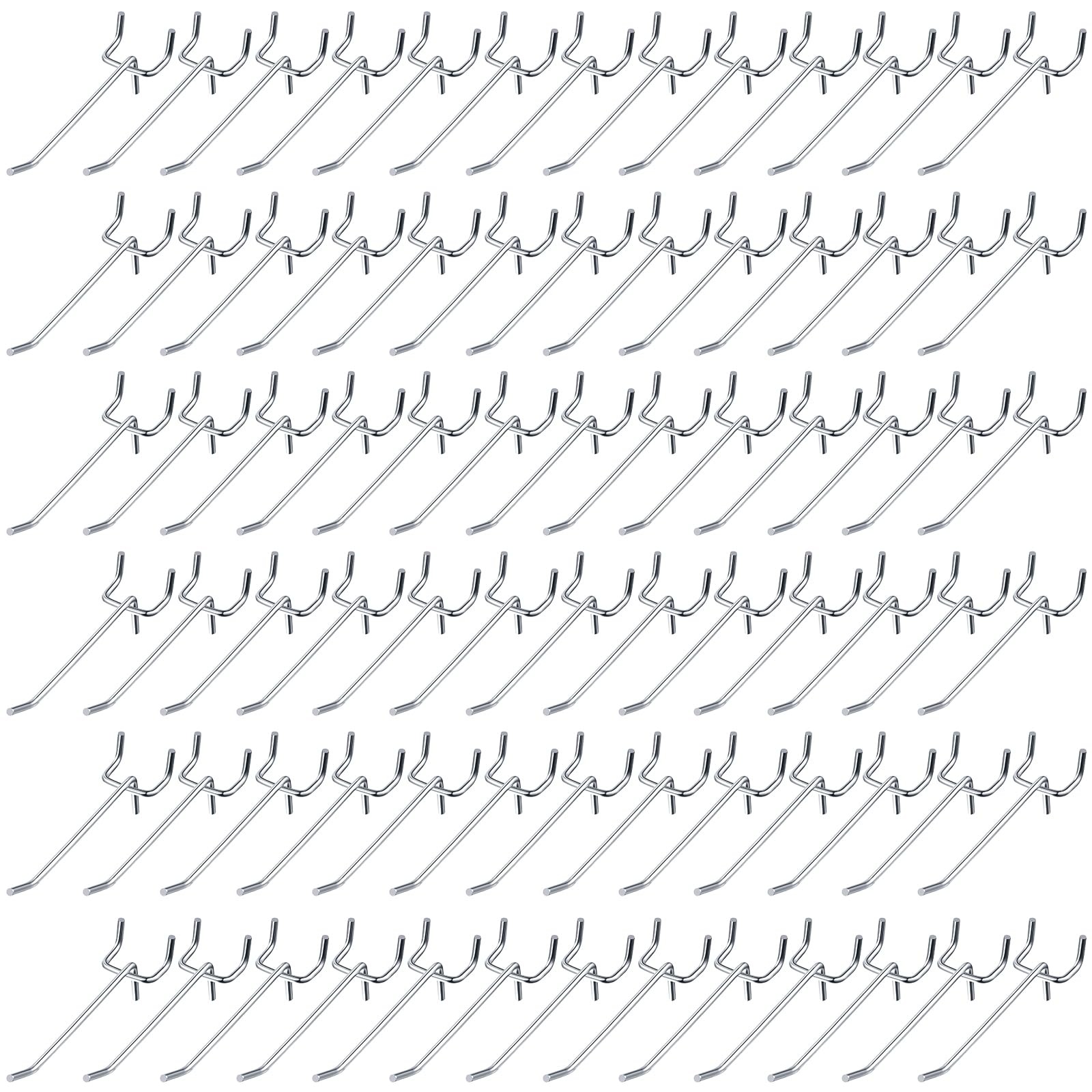 100 PCS 4 Inch Silver Peg Board Hook Stainless Steel Hanging Fits 1/8 1/4