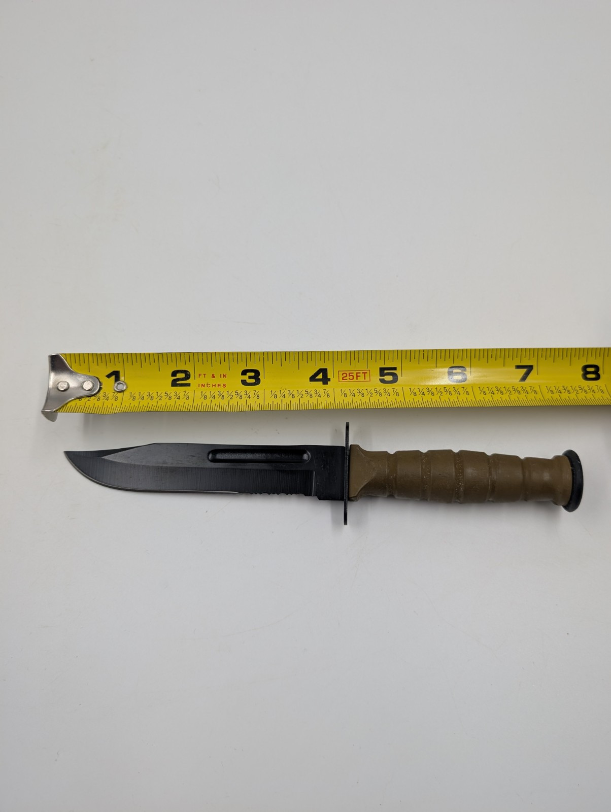FIXED-BLADE SURVIVAL KNIFE | 7.5" Small Desert Tan Rubber Handle Tactical Combat