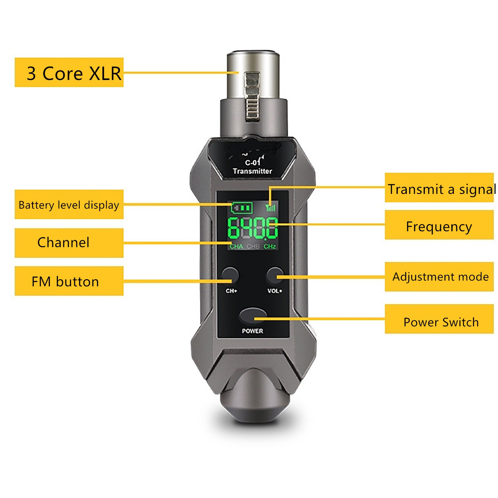 Plug-on Microphone Wireless System XLR Transmitter+ Receiver + 6.35mm Adapter b