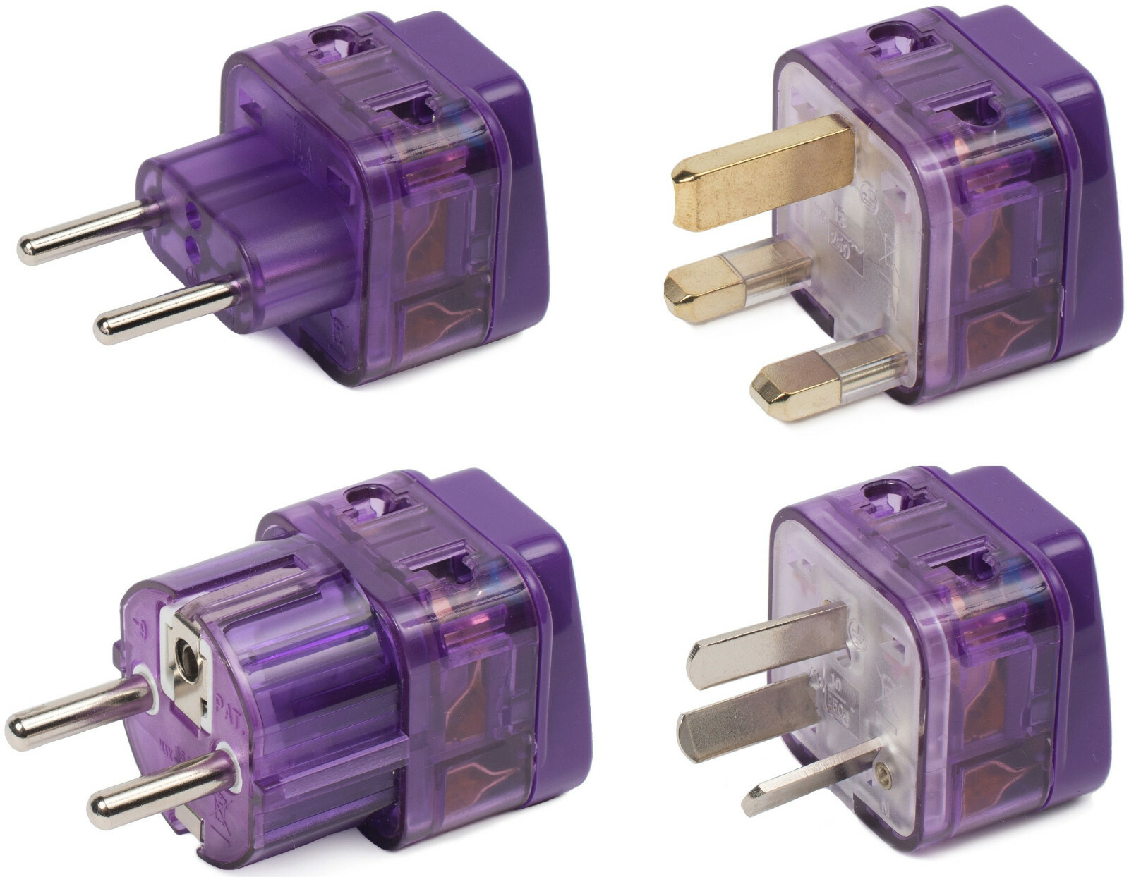 4X Travel Adapter Plug for ASIA VIETNAM CAMBODIA THAILAND Purple [2-Port +SURGE]