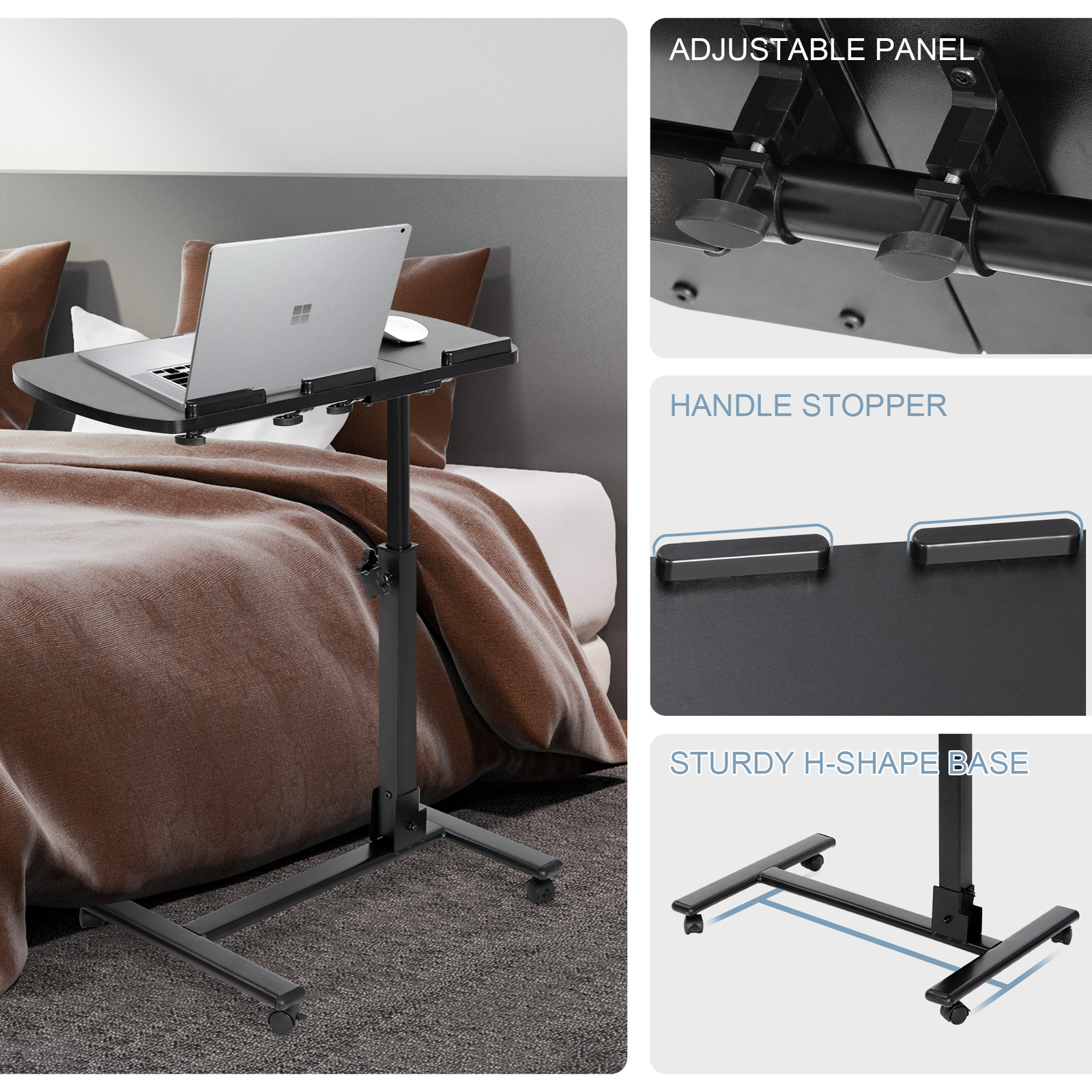 Rotatable Height Angle Adjustable Laptop Sofa Desk Overbed Food Tray Table Stand