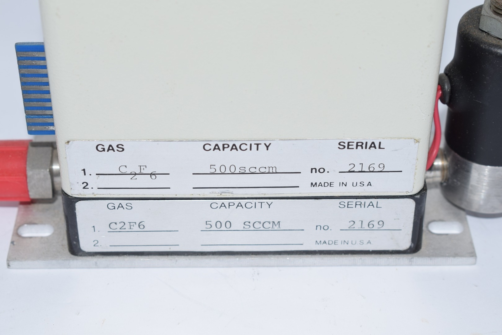 Precision Flow Devices PFD Mass Flow Controller C2F6 Gas 500SCCM With Base