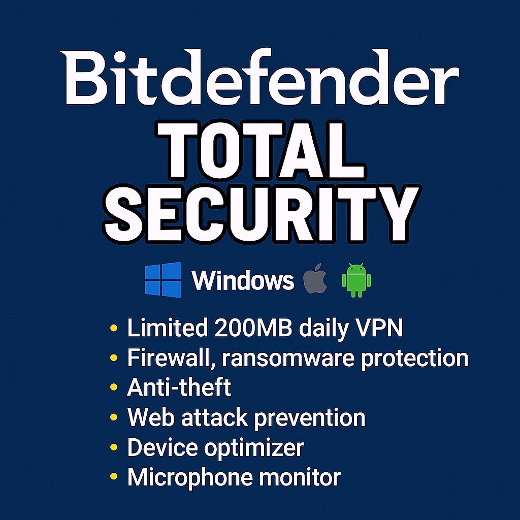 Bitdefender Total Security 2026 - 2 Years 1 Windows Device Latest Version