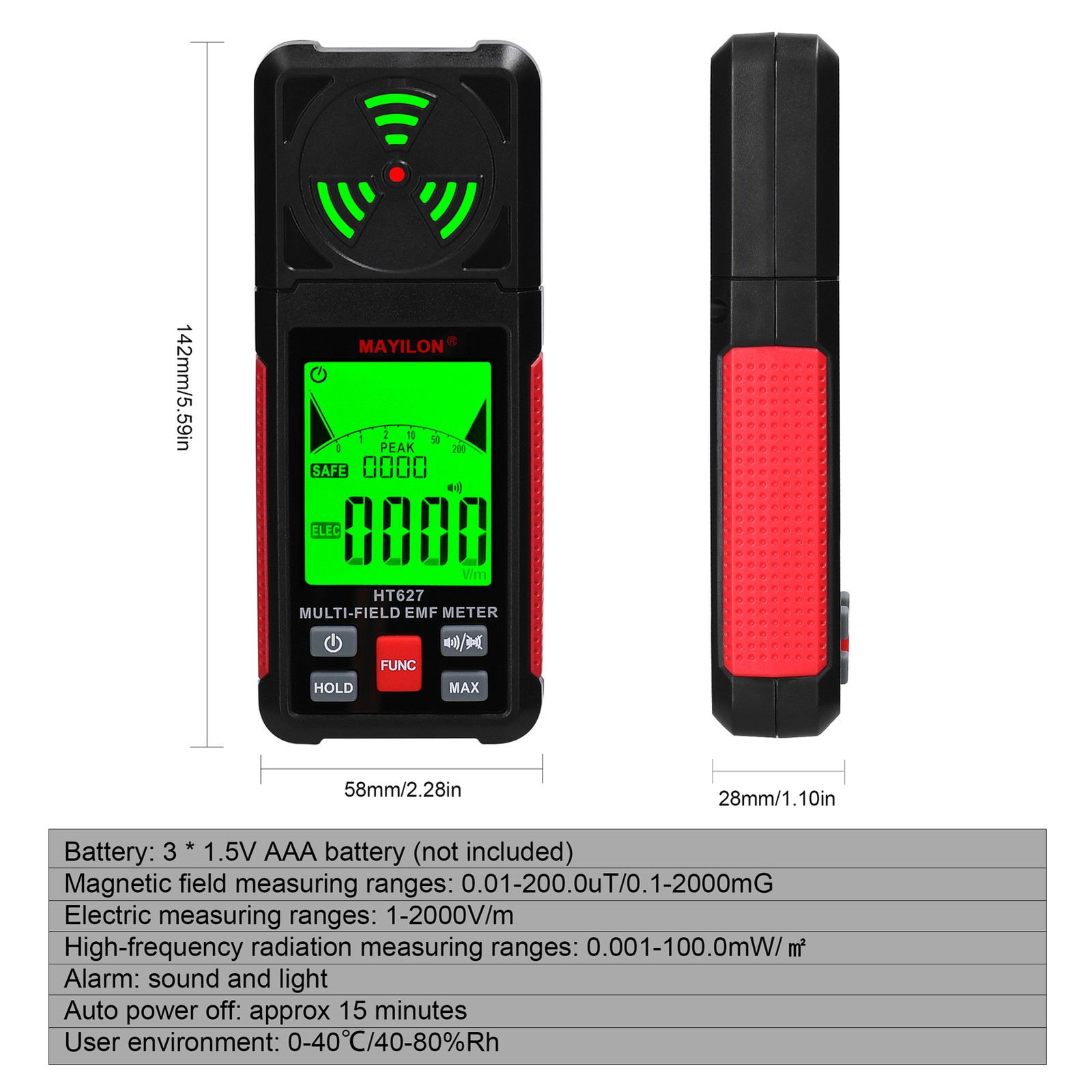 MAYILON Handheld EMF Meter Portable Electromagnetic Radiation Detector V1