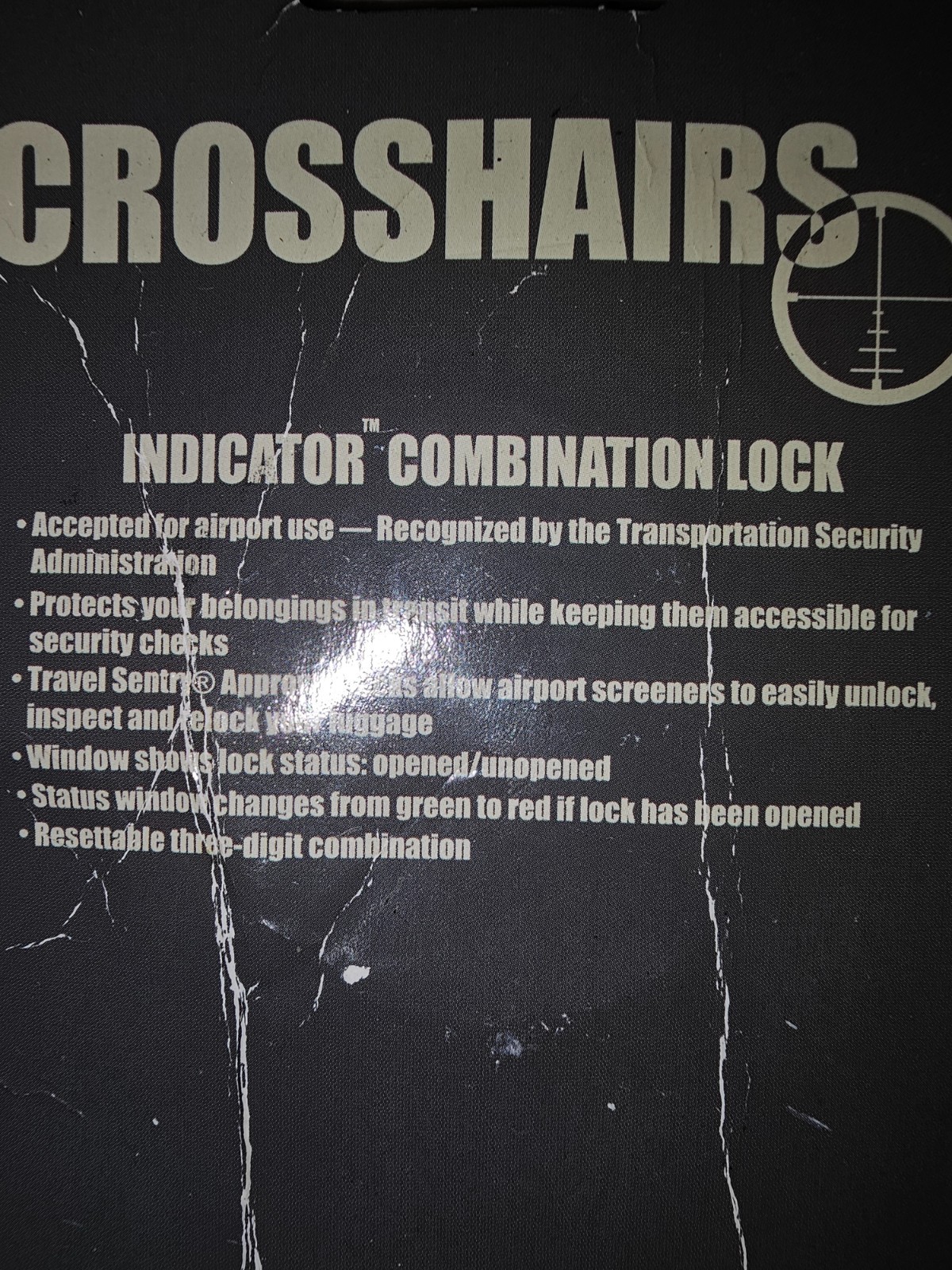 NEW, torn paper, Crosshairs Shackle Indicator Combination Lock