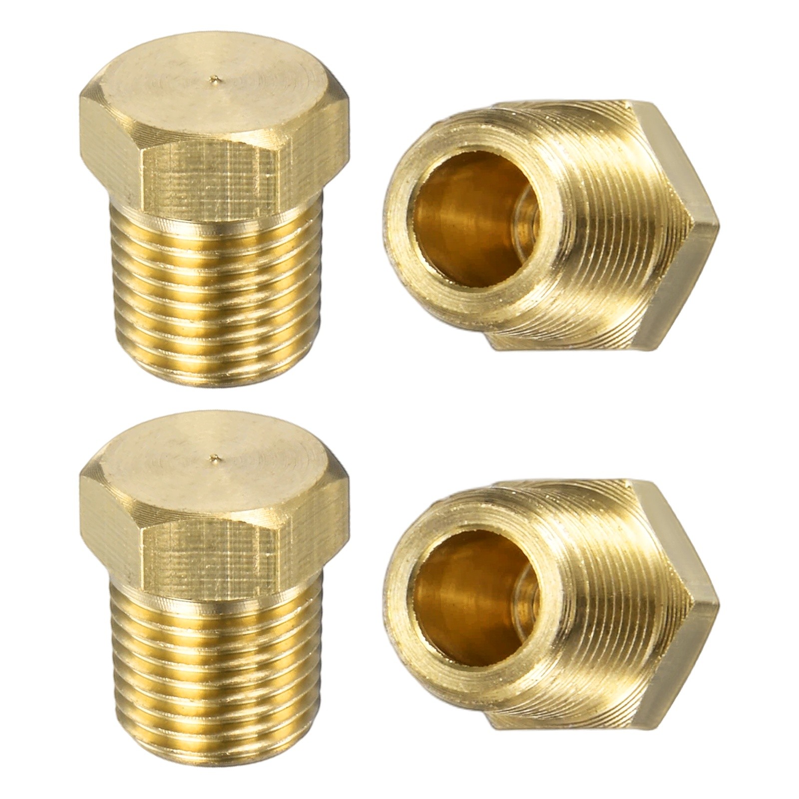 4-Pack Brass Pipe Fitting, 1/8 " NPT Female Thread Hex End Cap
