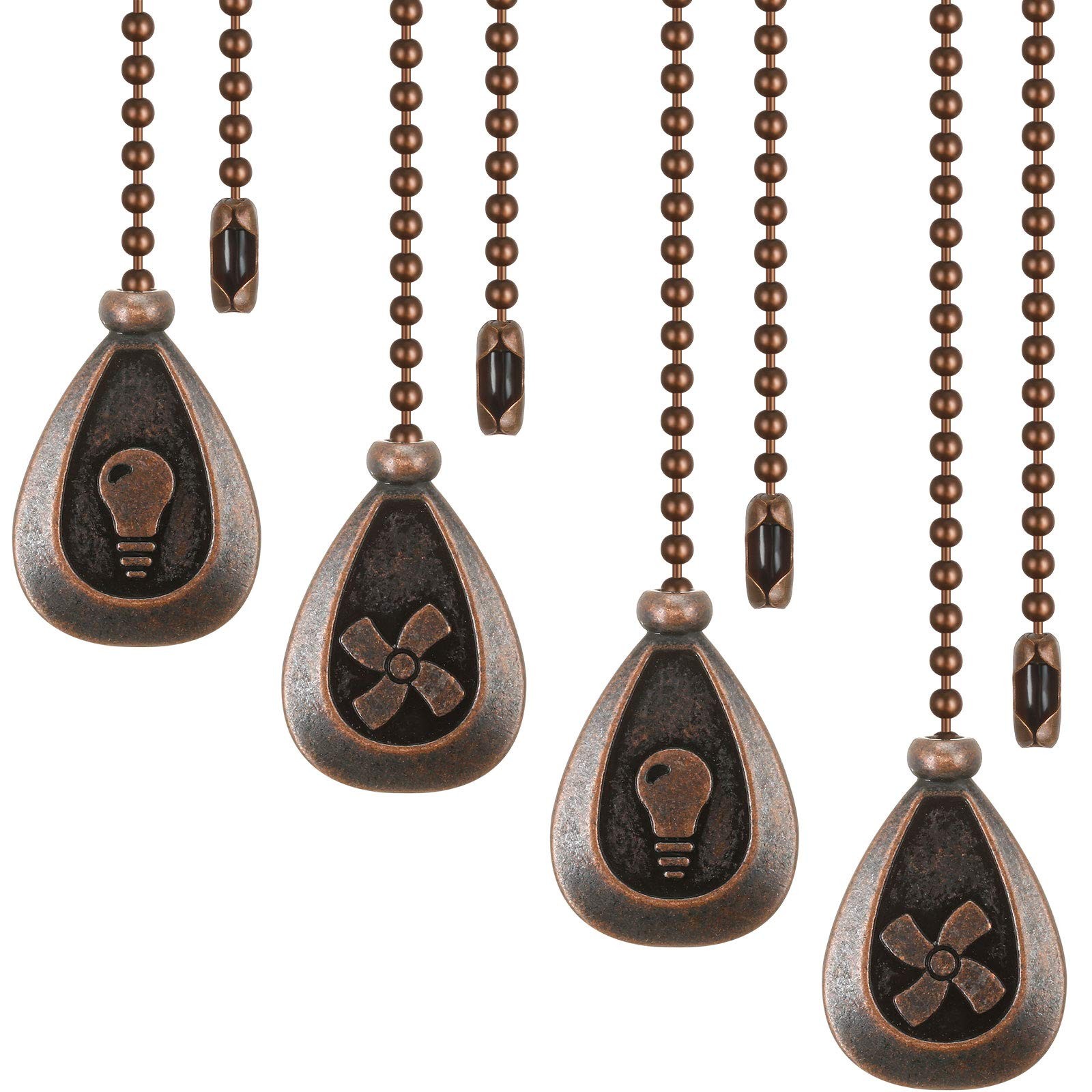4 Pieces Ceiling Fan Pull Chain Extender Ornament 12 Inch Ceiling Pull Chain ...