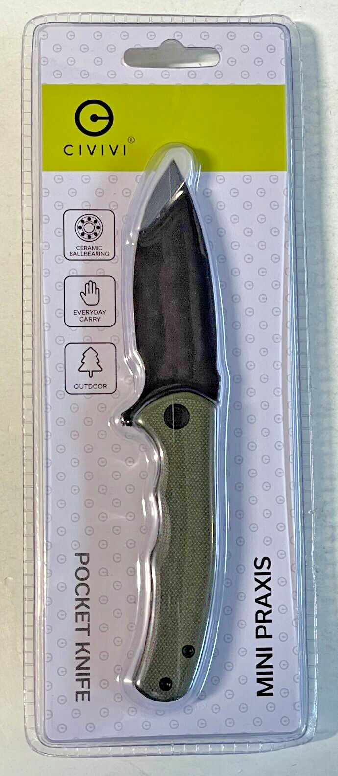 Civivi Mini Praxis Liner Folding Knife 3" D2 Tool Steel Blade Green G10 Handle