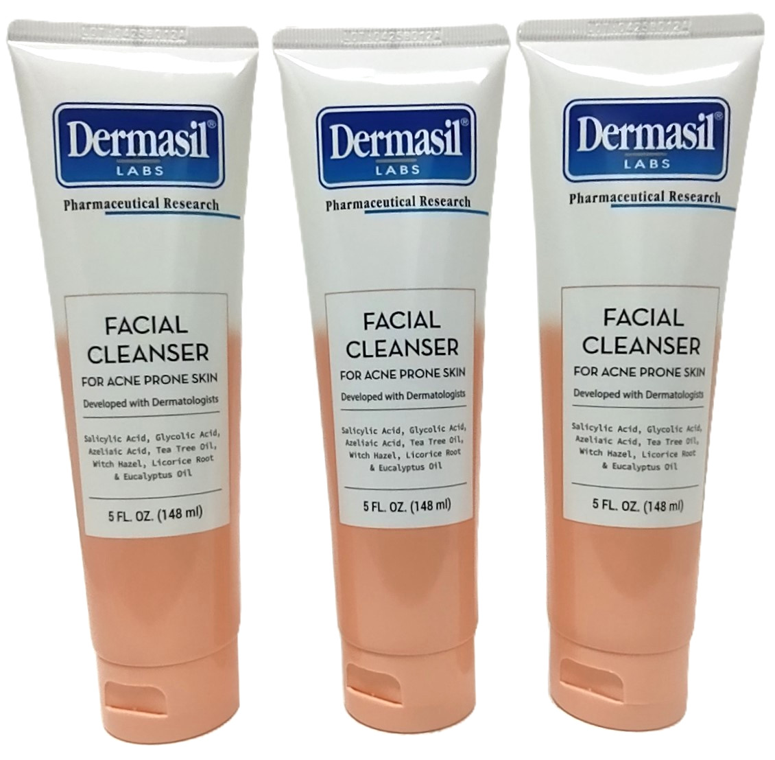 Lot 3x Dermasil Facial Cleanser DevelopedWITH DERMATOLOGIST Acne Pore Skin 5ozEa