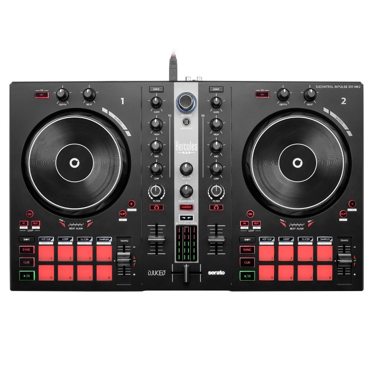 Hercules DJ Essentials Kit w Inpulse 300 MK2 DJ Controller Speakers & Headphone