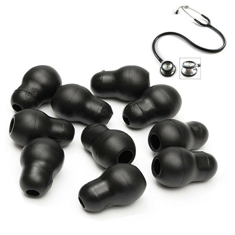 10Pcs Silicone Black Soft Eartips Earplug Earpieces For Littmann Stethoscope aa