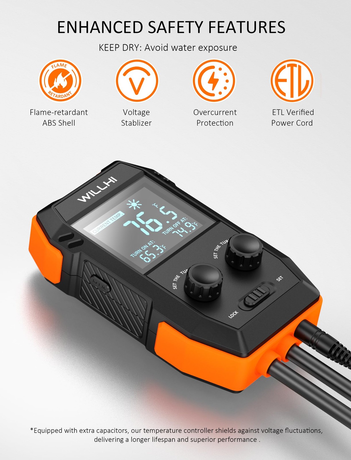 WILLHI WH2408 Temperature Controller 10A 1200W, Digital Thermostat Controlled...