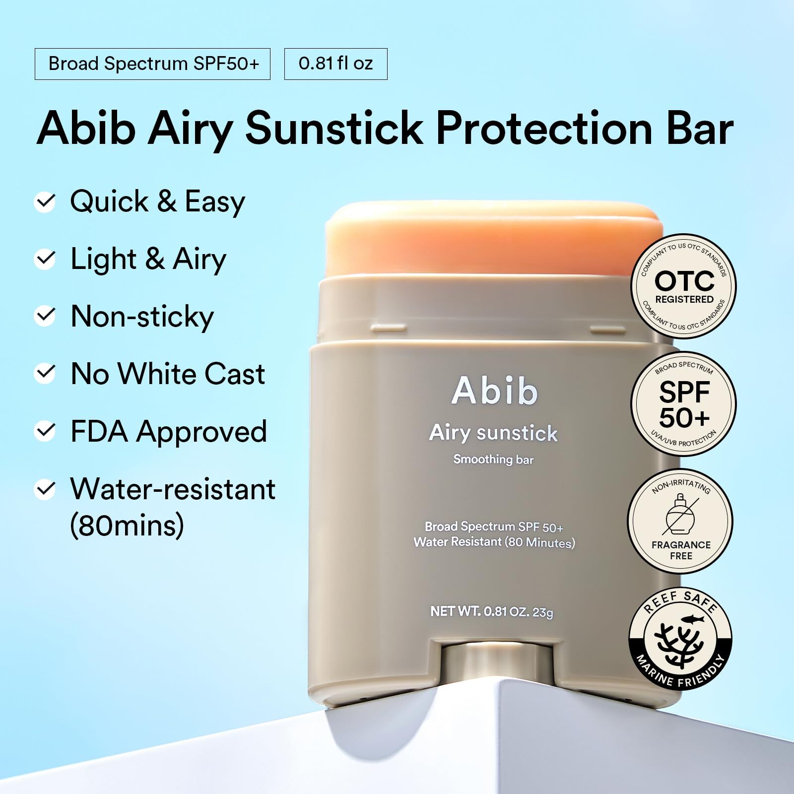 Abib Airy Sunstick Protection Bar Broad Spectrum SPF50+ 23 g | In Stock” ✅