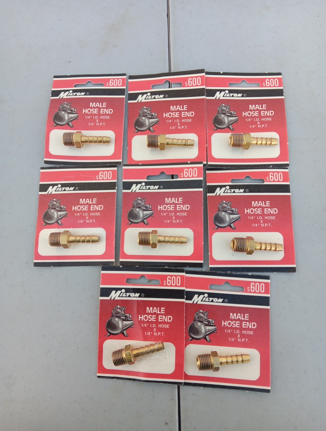 8 Pack Milton S600 1/4" ID X NPT Male Hose End