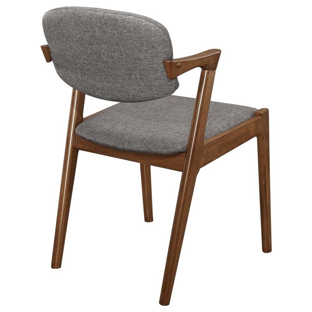 Maklaine Mid-Century Open Back Fabric Dining Chairs in Gray Finish