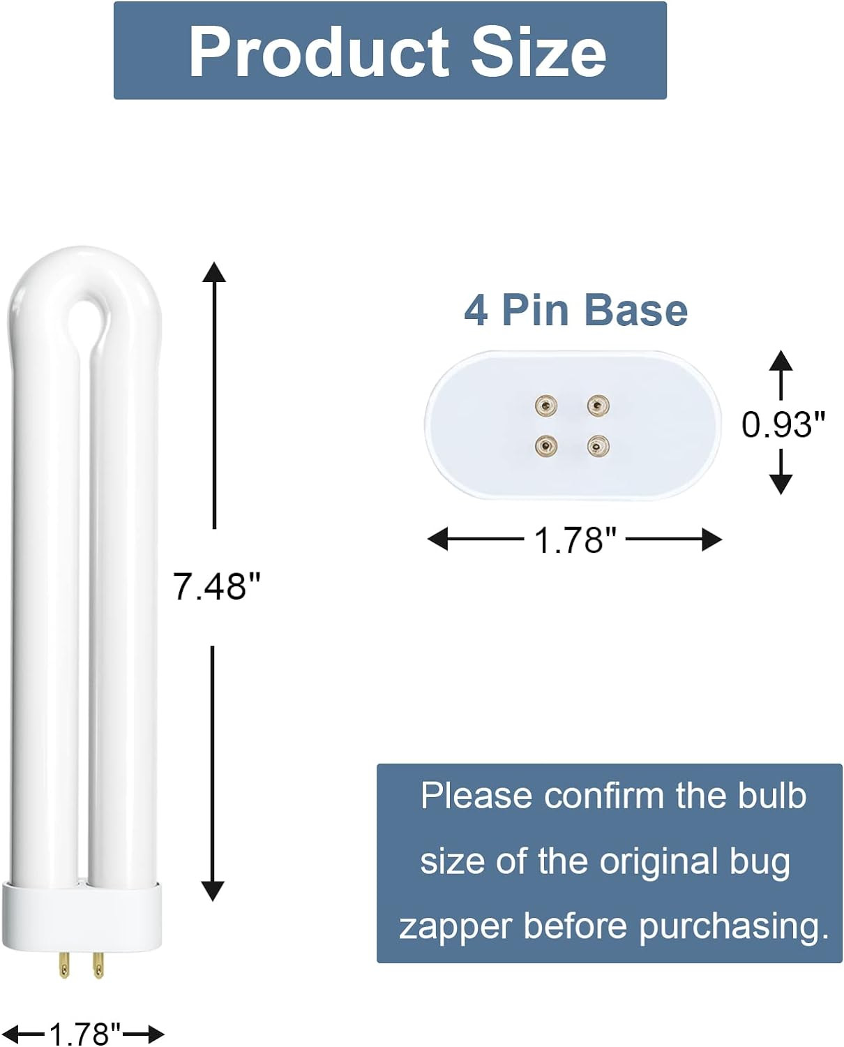 Bug Zapper Light Bulb Replacement for 15W Bug Zapper with 4-Pin Base, Ful 15W-BL