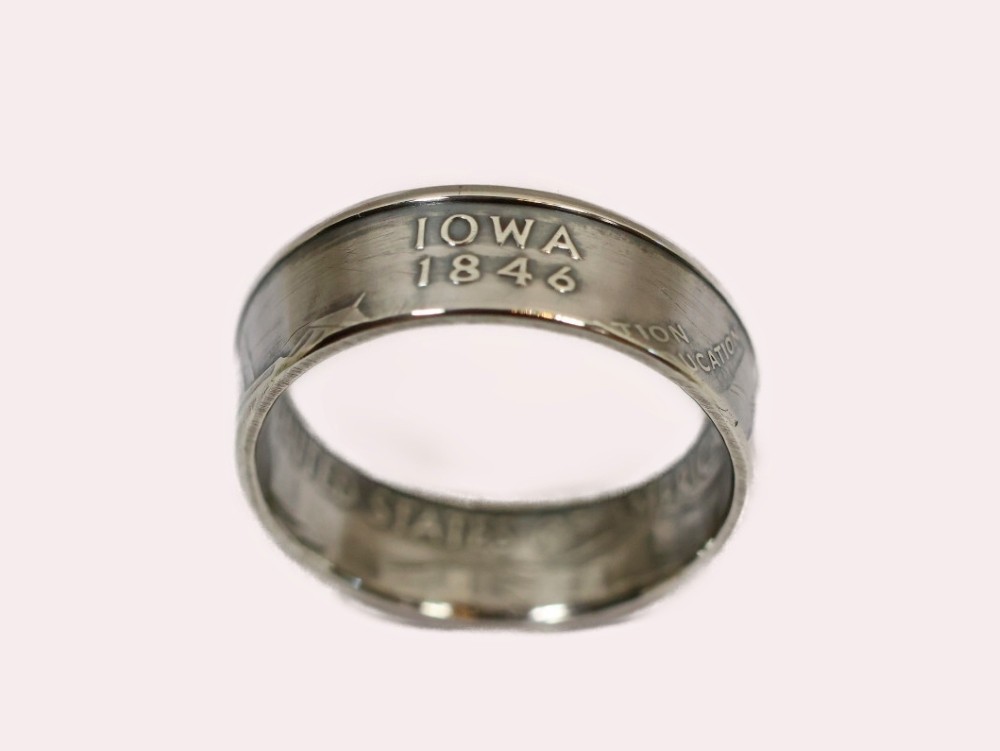New Iowa State Quarter ring hand made from real coin Iowa 2004 size 7 artisan