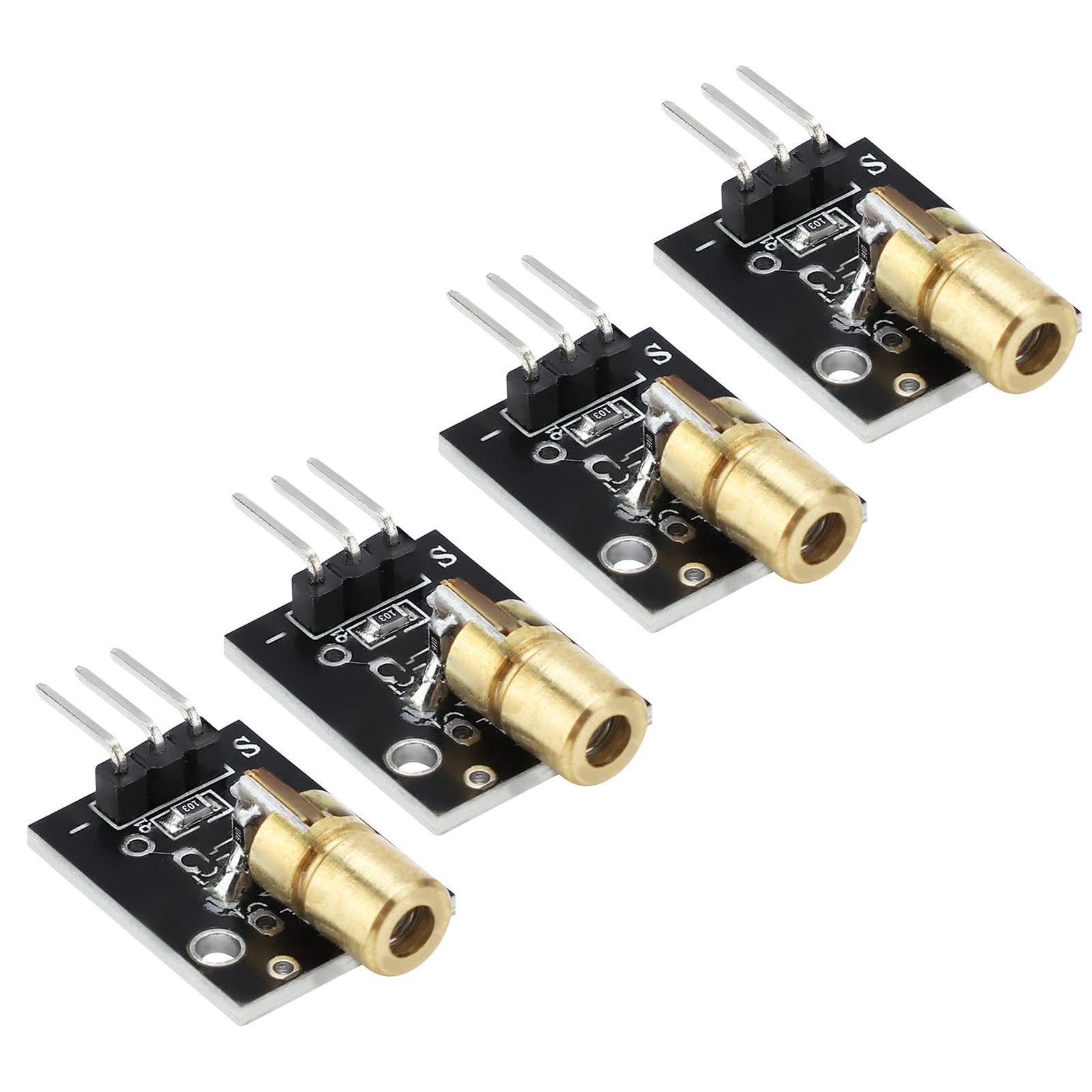 4 Pcs 3 Pin 650nm Red Transmitter Module Dot Diode Copper Head Sensor Module ...
