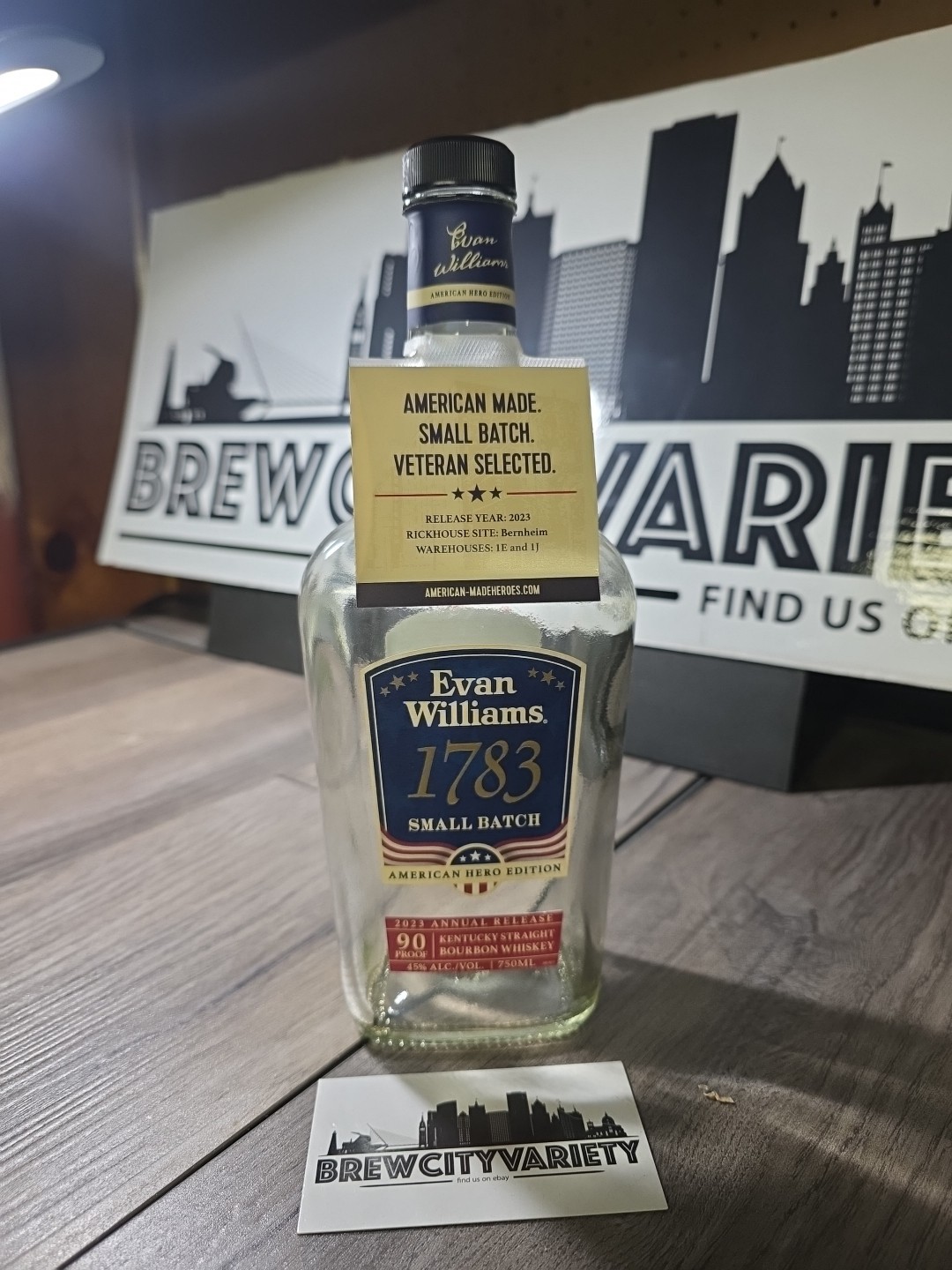 EMPTY Evan Williams 1783 Small Batch Kentucky Bourbon Whiskey 750ml AMERICAN ED
