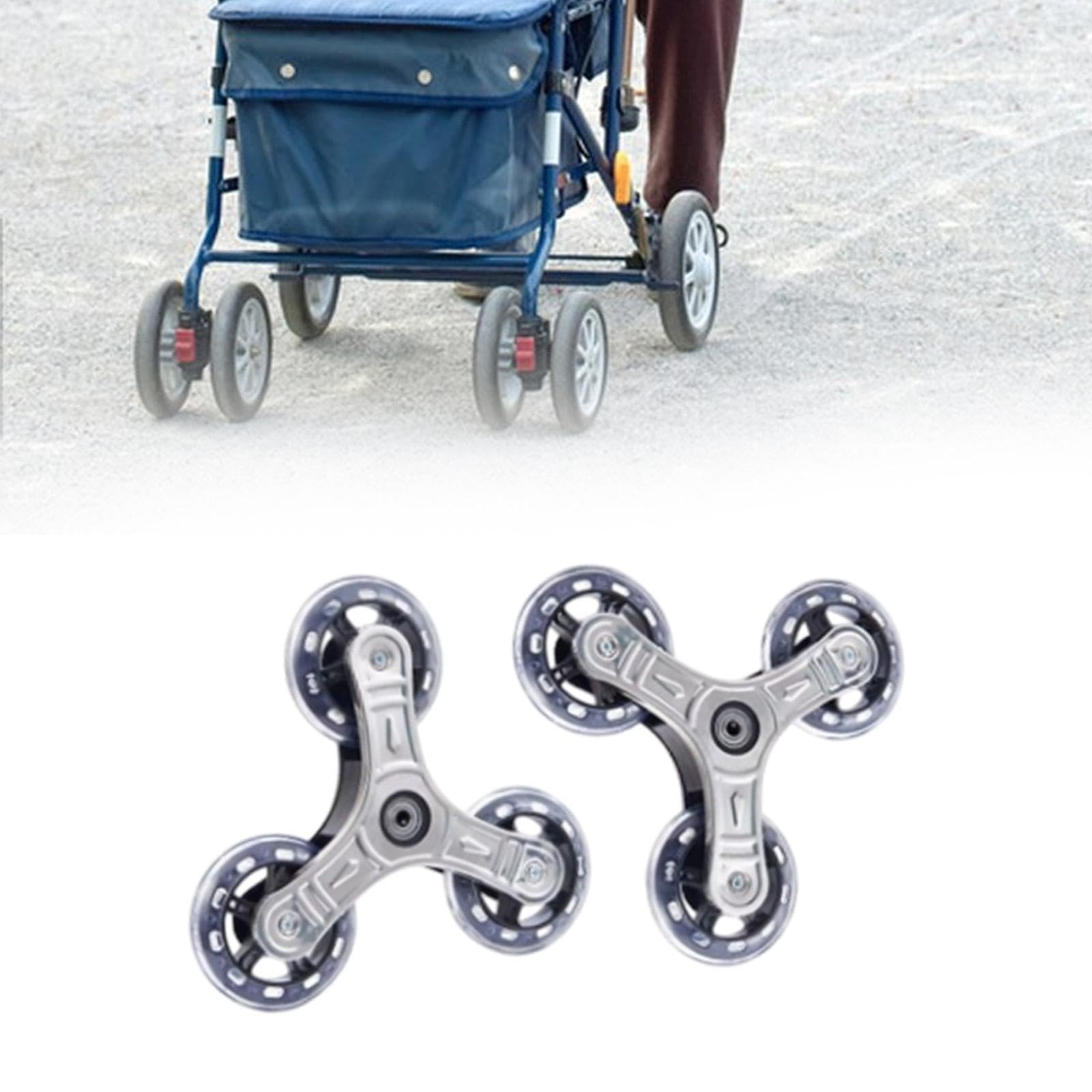 2 PCS Triangle Caster Wheels Folding Shopping Cart Stair Climbing Wheels