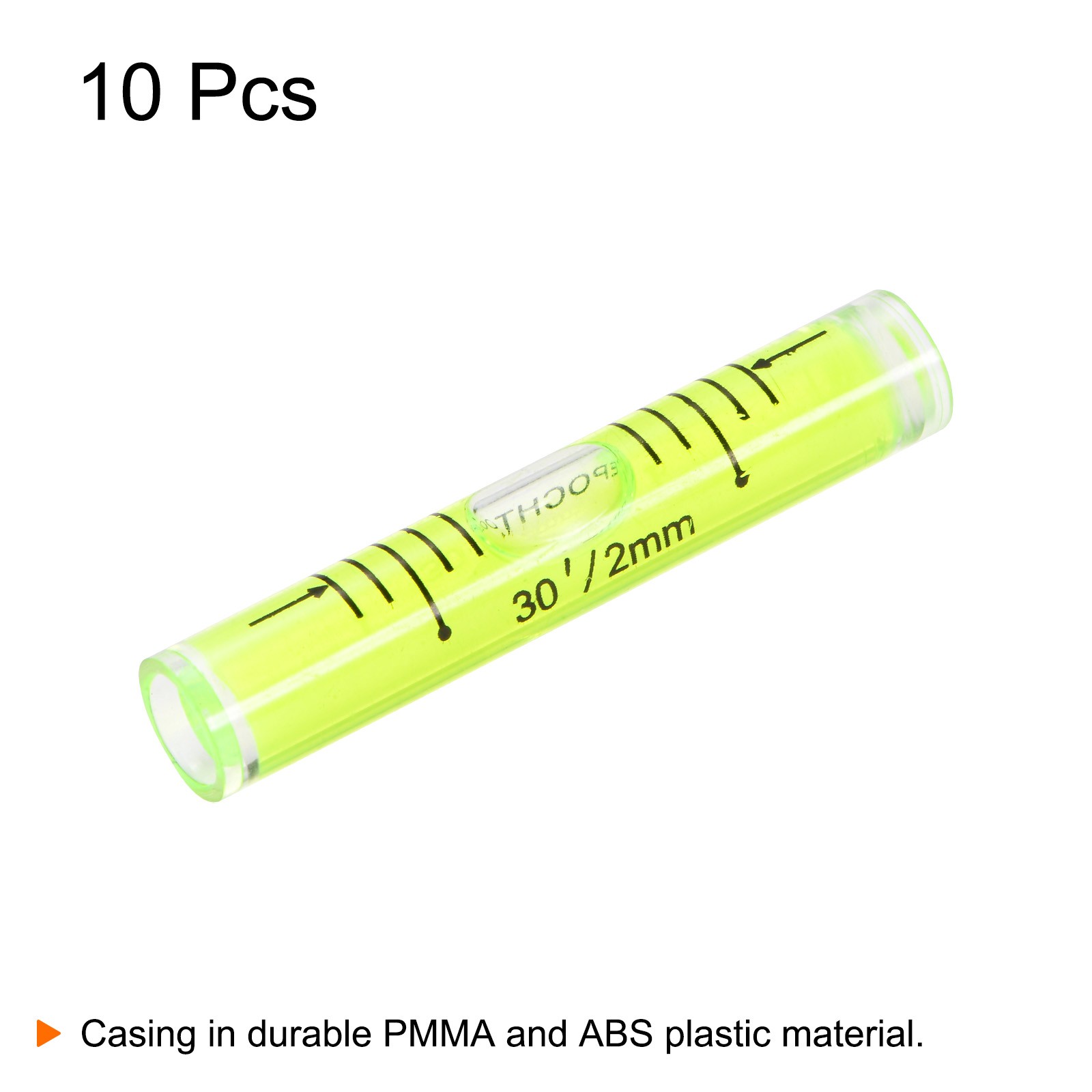 10pcs Small Cylindrical Bubble Level Vials 9x50mm Levels Measuring Tools