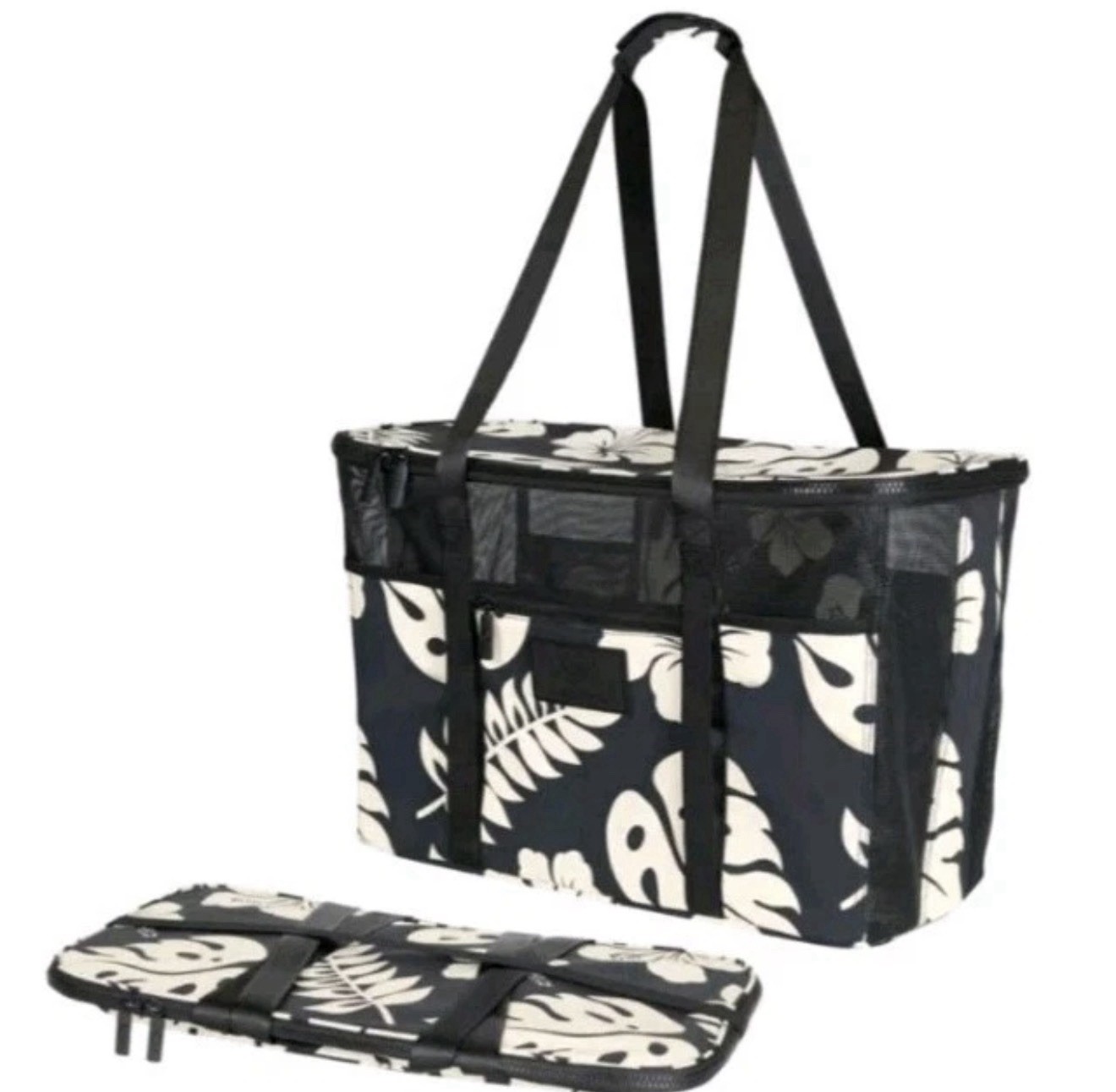 Aloha Collection CleverMade Collapsible Beach Tote Bag Fold Flat Mesh Travel NWT