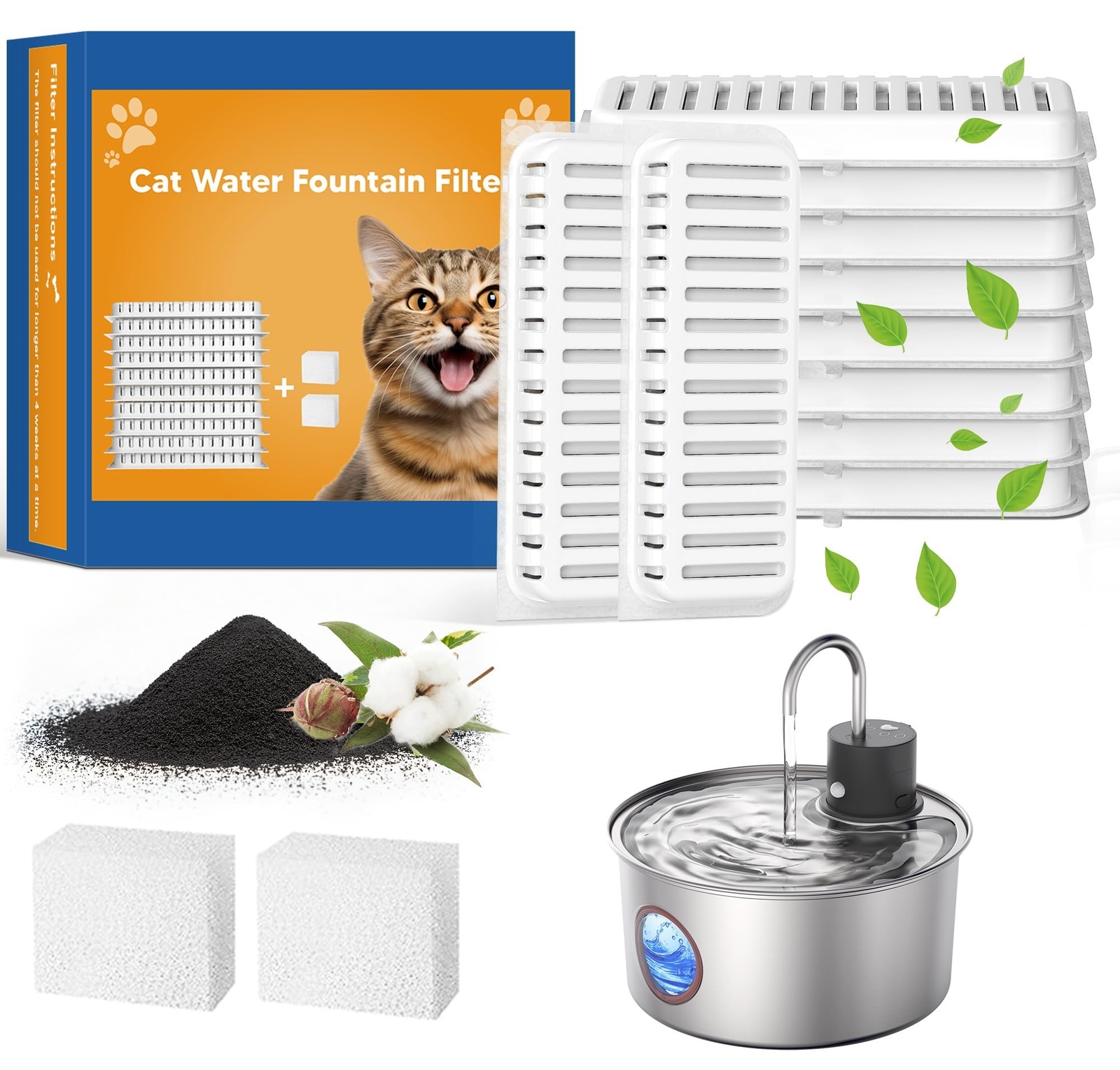 Cat Water Fountain Filters, Replacement Filters for 108oz/3.2L Cat ... Fast Ship