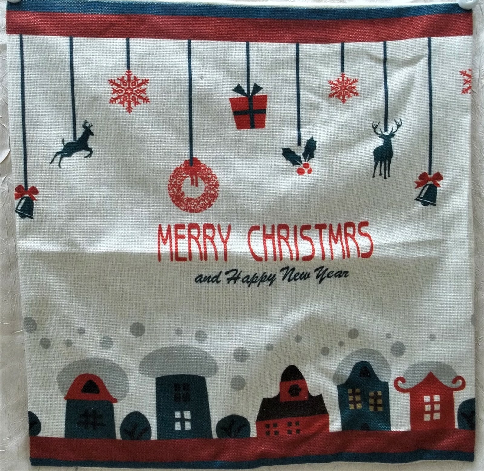 Merry Christmas And Happy New Year 17 x 17 Pillow Slipcover w/ Zipper Holiday