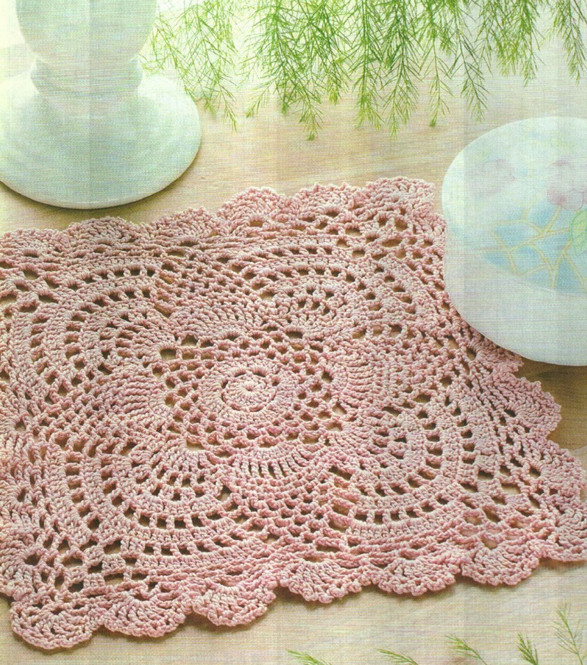 PINK PINEAPPLE DOILY 8 1/2" HOME DECOR DIGEST SIZE CROCHET PATTERN INSTRUCTIONS