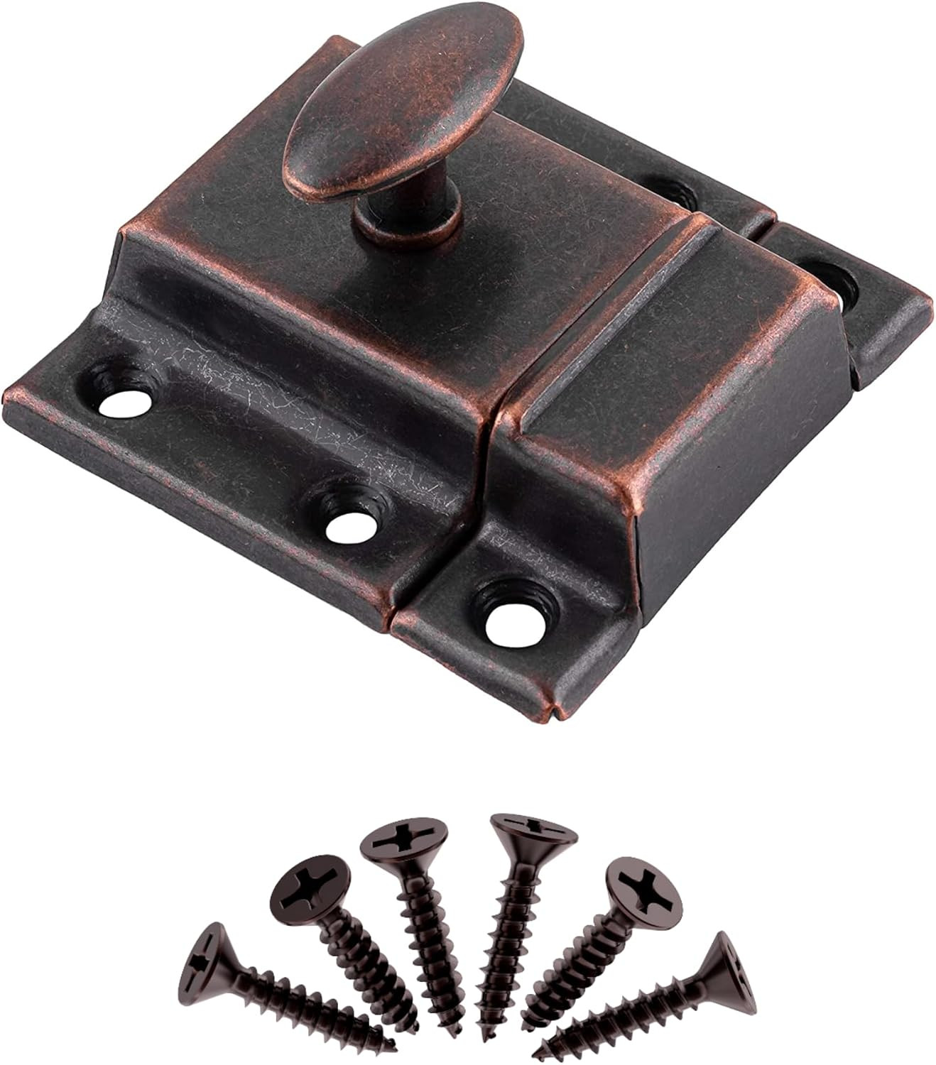 Large Stamped Antique Copper Cabinet Door Latch - 2 1/8" × 2 1/8" - Pack of 6 -