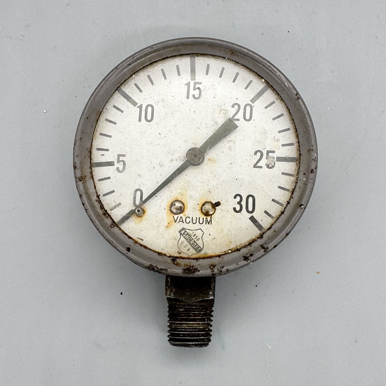 VTG ASHCROFT  2.5" 0-30 PSI GAUGE Steampunk INDUSTRIAL DECOR ~AS-IS~
