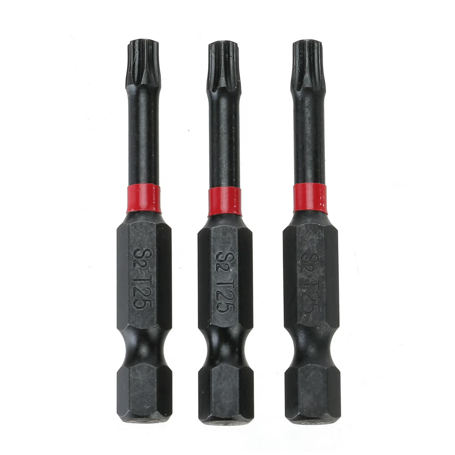 Hyper Tough 3-Piece 2-Inch T25 Star Impact Rated Driving Bit Set Hex Shank