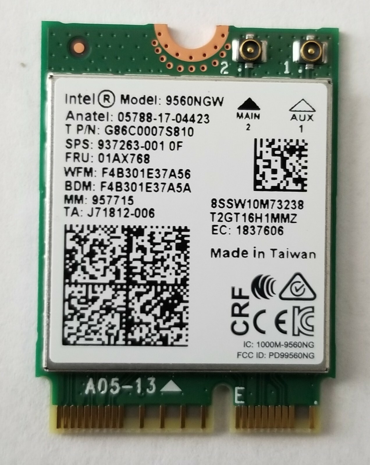 Wireless AC 9560 Intel 9560NGW 802.11ac NGFF 2.4G/5G WiFi  Bluetooth FRU 01AX768